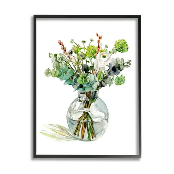 Stupell Industries Watercolor Foliage Bouquet Soft White Floral Glass Jar, 16 x 20, Design by Melissa Wang