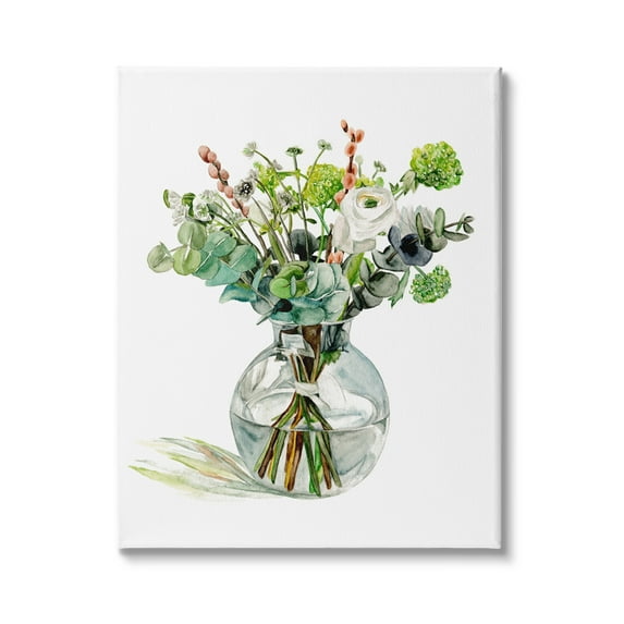 Stupell Industries Watercolor Foliage Bouquet Soft White Floral Glass Jar, 24 x 30, Design by Melissa Wang