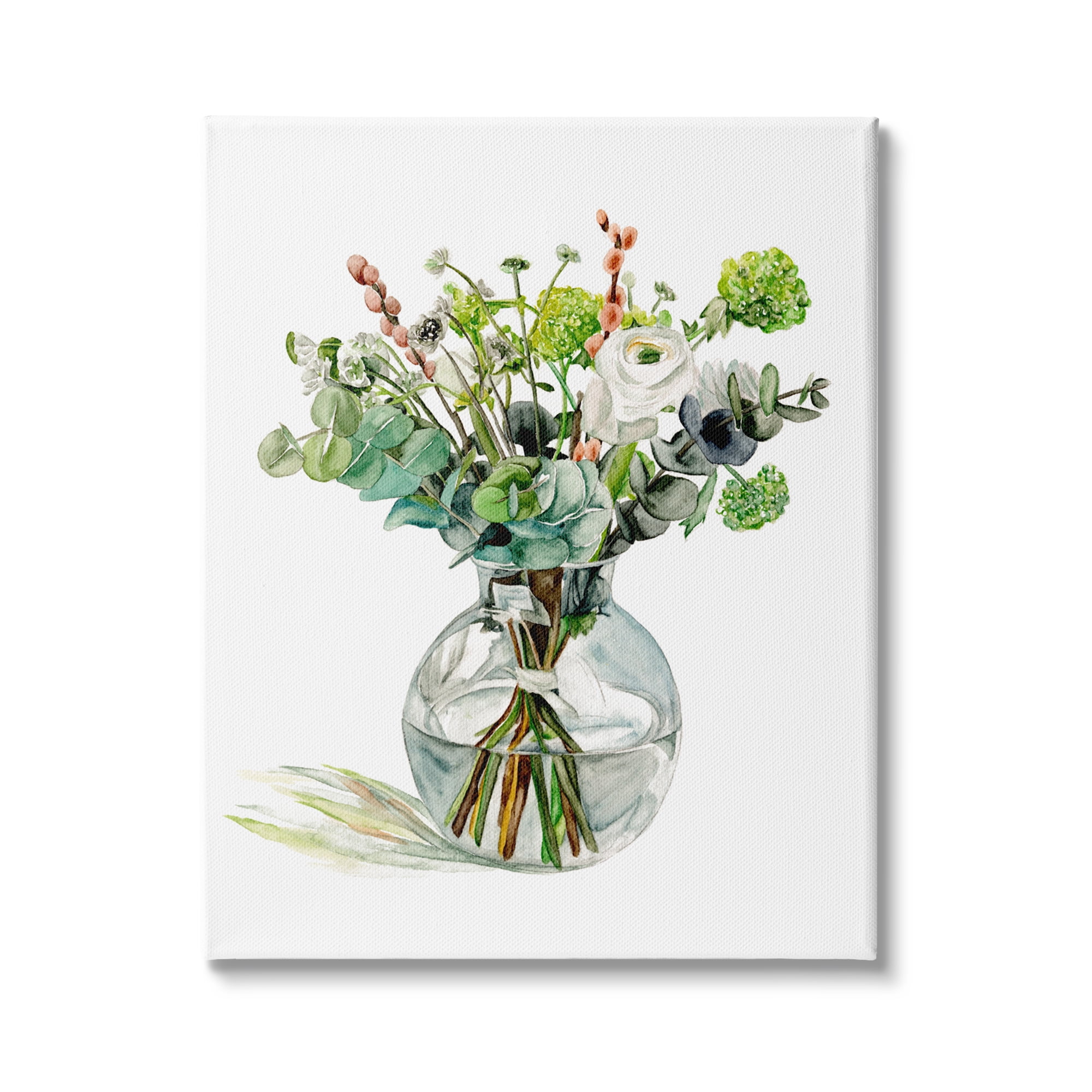Stupell Industries Watercolor Foliage Bouquet Soft White Floral Glass Jar, 36 x 48, Design by Melissa Wang