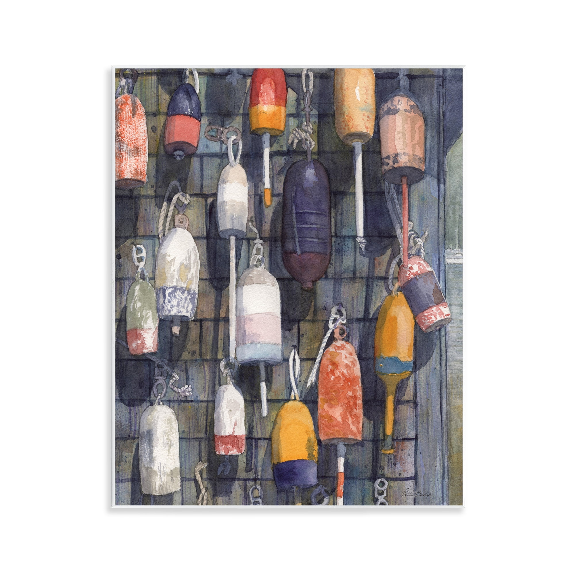 Stupell Industries Watercolor Hanging Buoys Wall Plaque Art, design by Patti Bishop