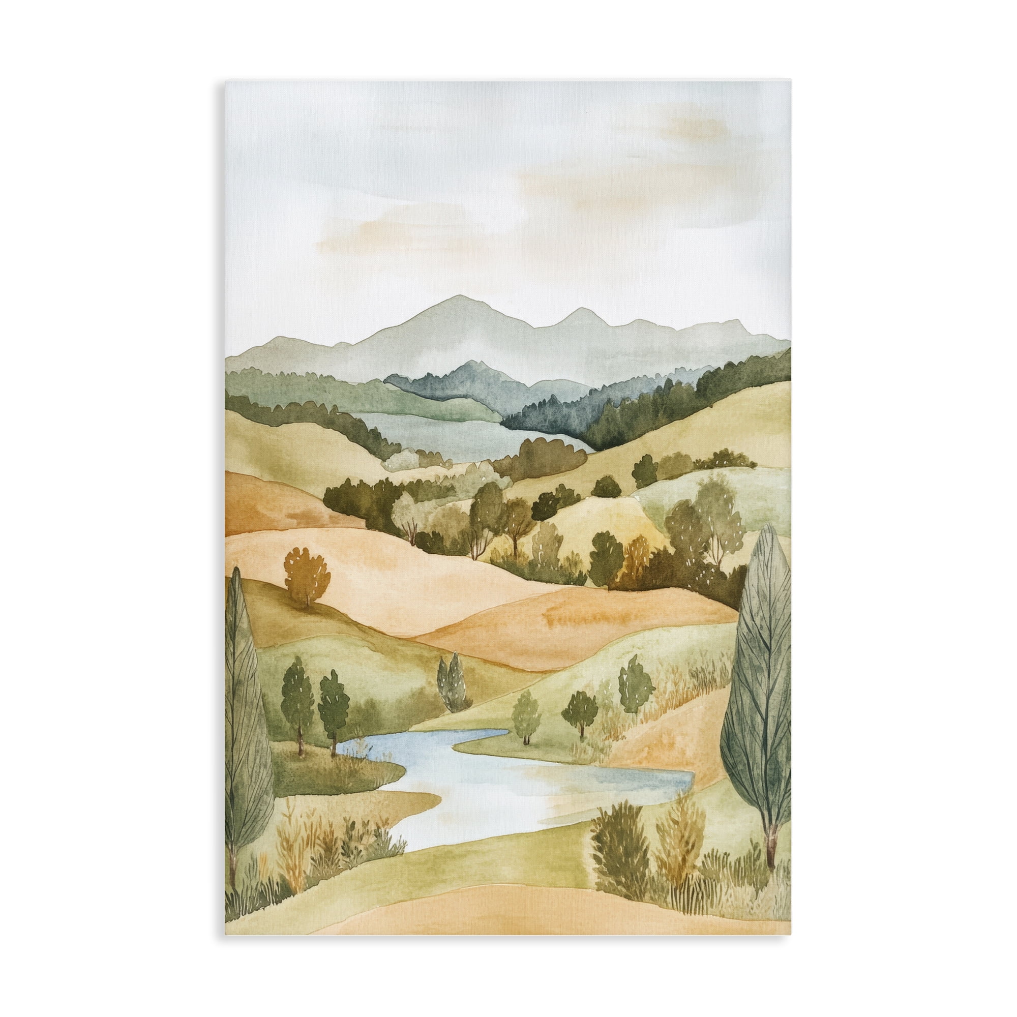 Stupell Industries Watercolor Hills & Tranquil Valley Canvas Wall Art, design by Petal Prints Design