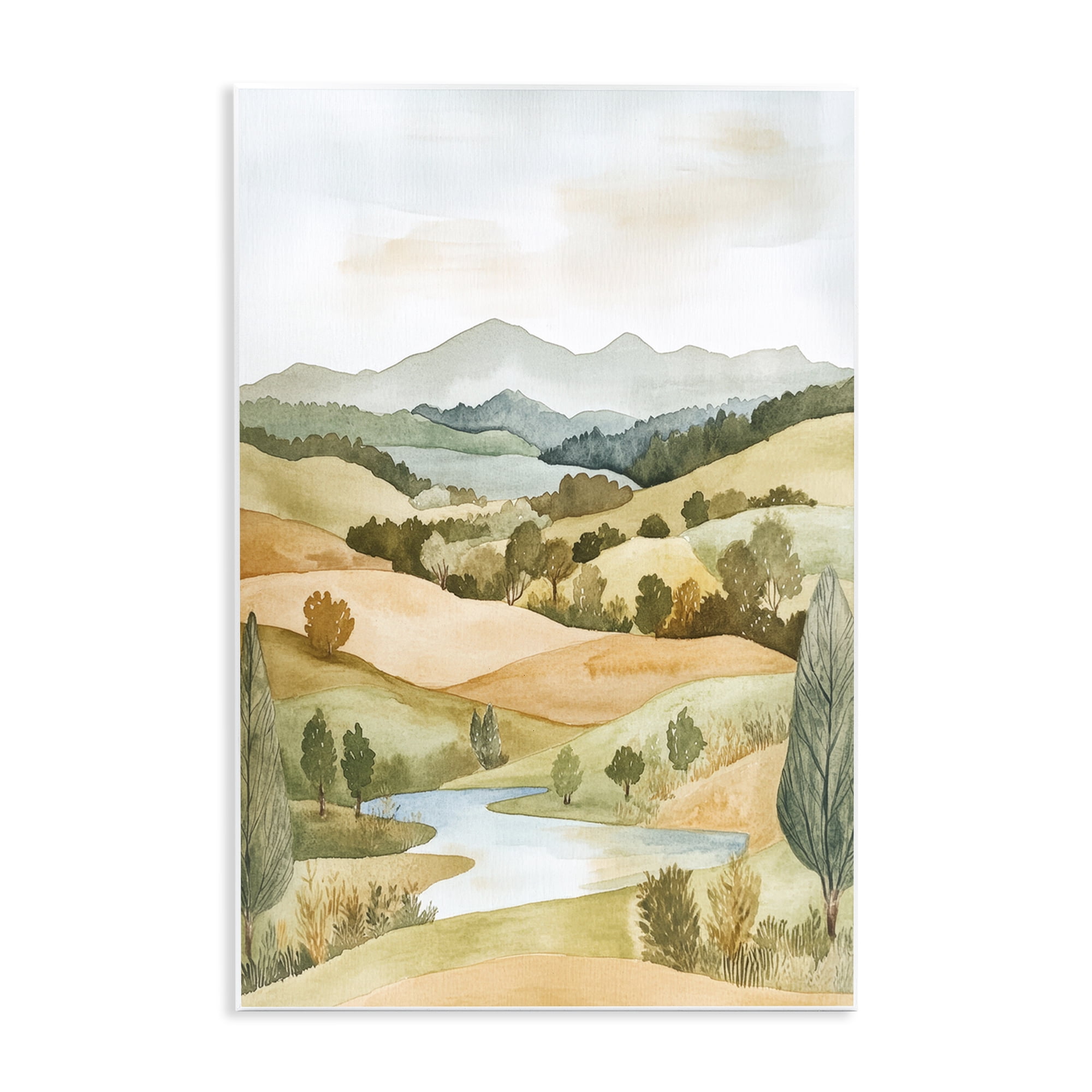 Stupell Industries Watercolor Hills & Tranquil Valley Wall Plaque Art, design by Petal Prints Design