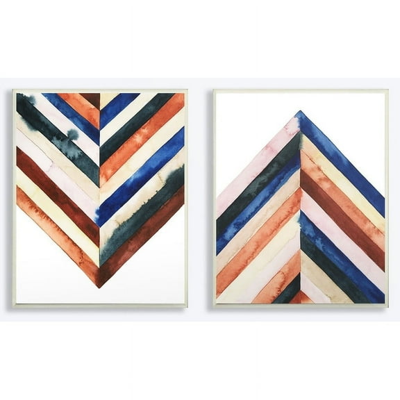 Stupell Industries Watercolor Layered Shapes 2pc Wall Plaque Art Set