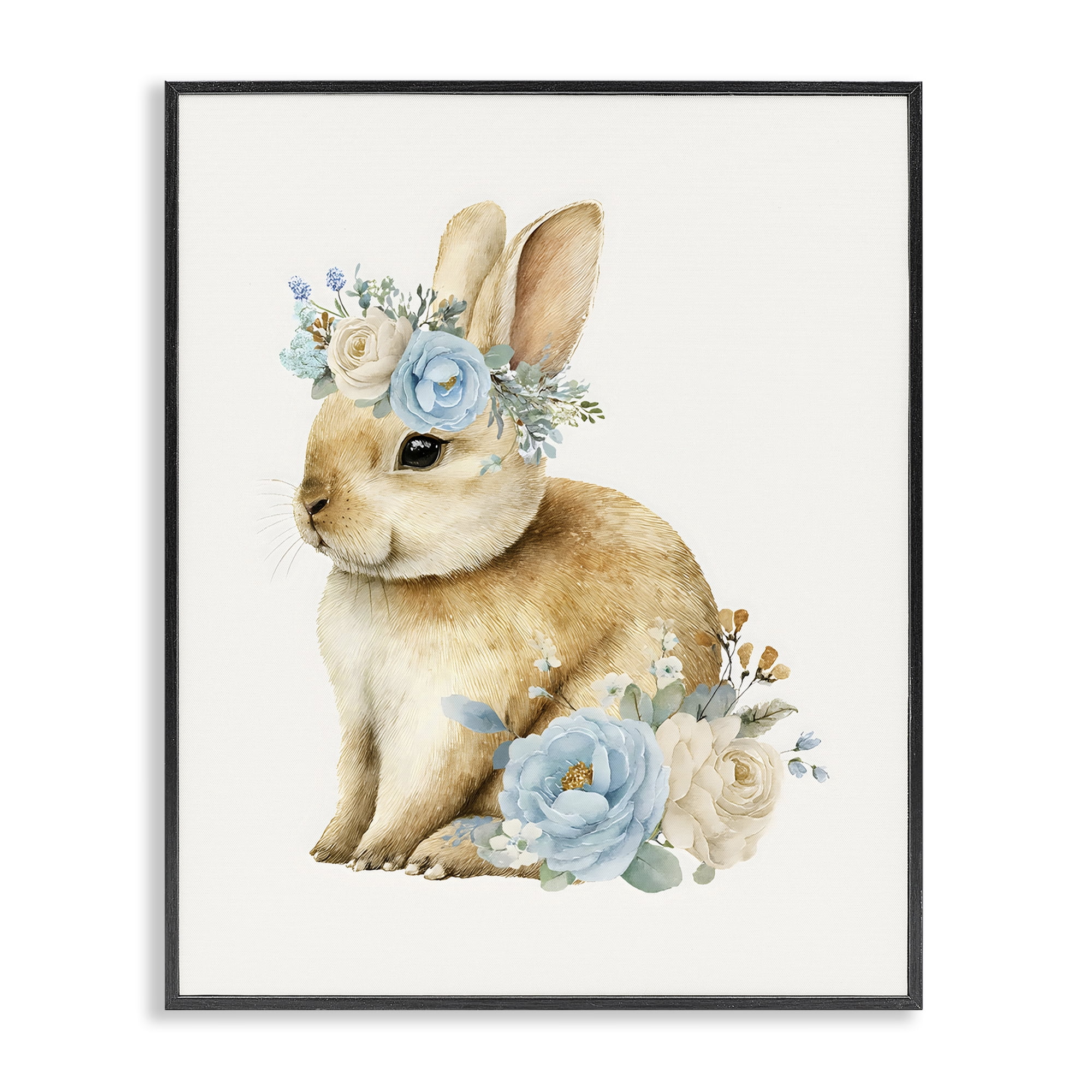Stupell Industries Watercolor Nursery Bunny Black Framed Giclee Art, design by LSR Design Studio