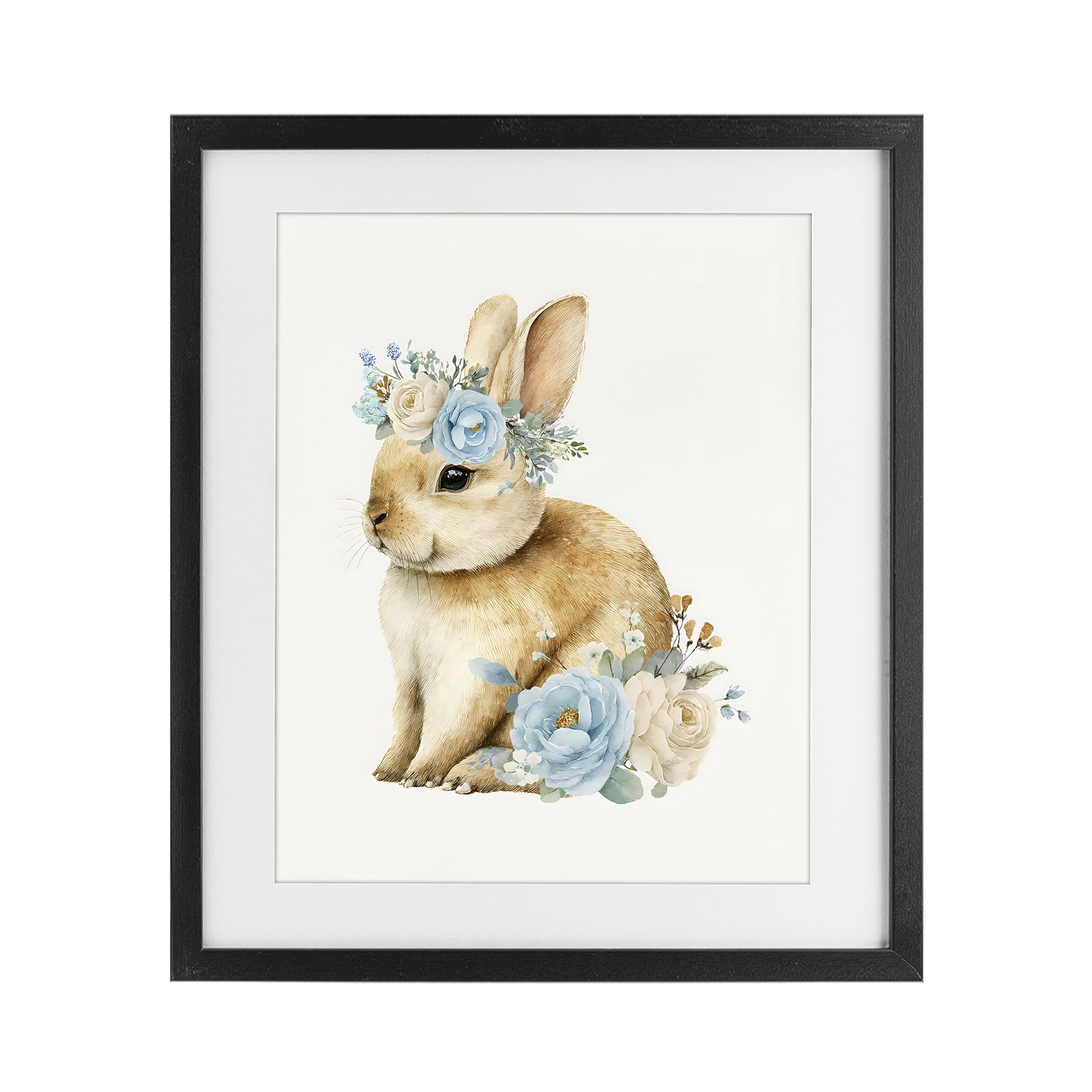 Stupell Industries Watercolor Nursery Bunny Black Framed Print Under Glass, design by LSR Design Studio