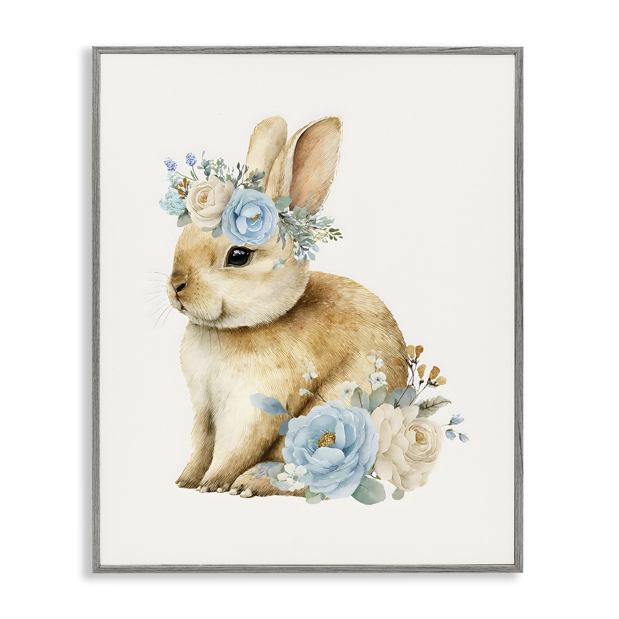Stupell Industries Watercolor Nursery Bunny Gray Framed Giclee Art, design by LSR Design Studio