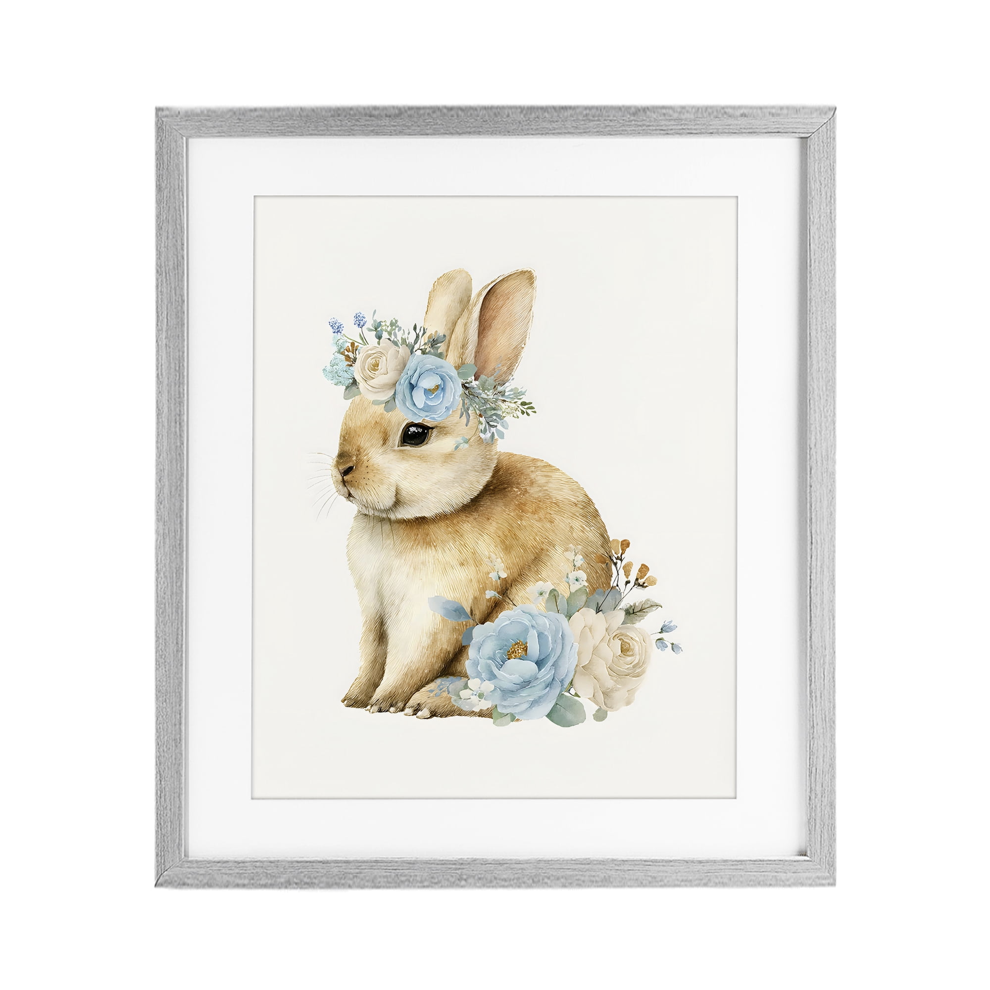 Stupell Industries Watercolor Nursery Bunny Gray Framed Print Under Glass, design by LSR Design Studio