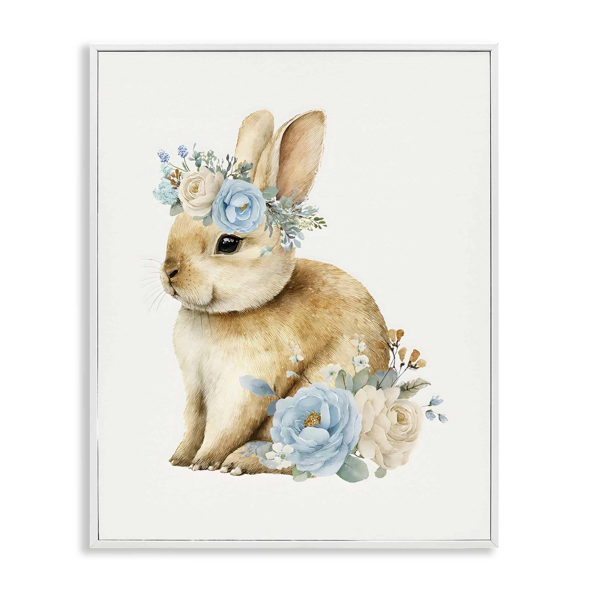 Stupell Industries Watercolor Nursery Bunny White Framed Giclee Art, design by LSR Design Studio