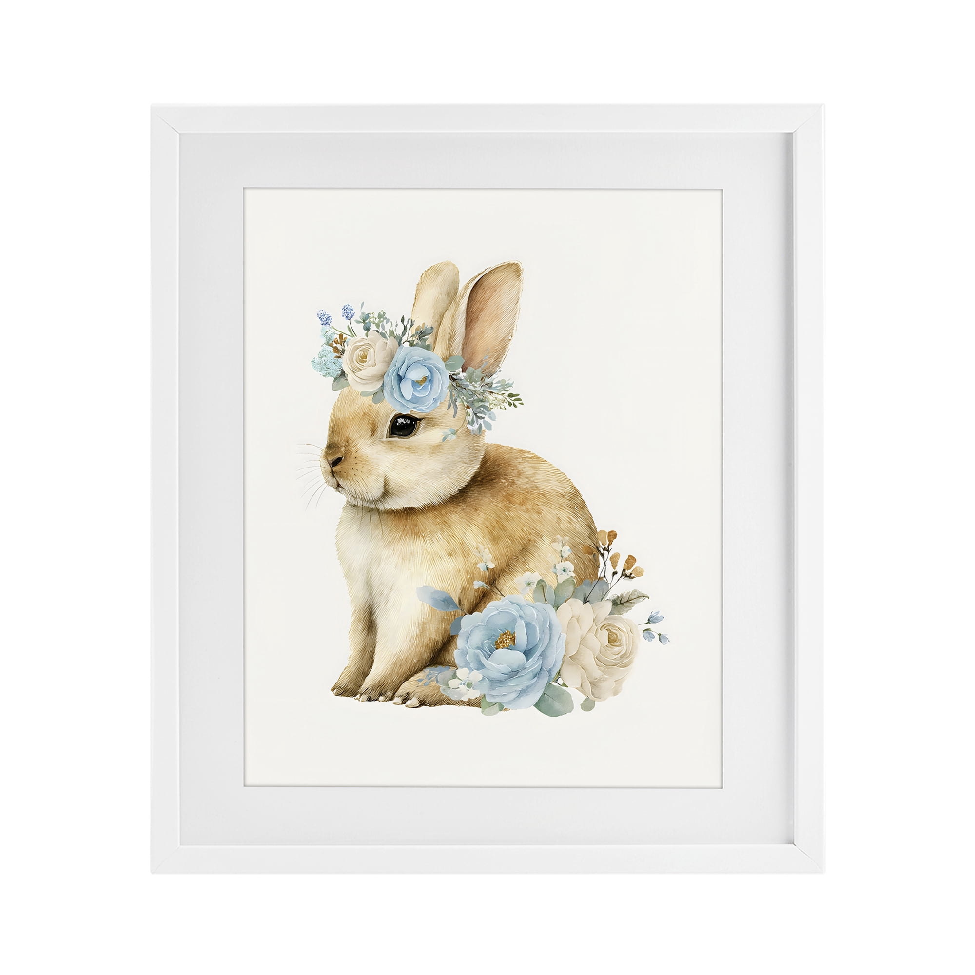 Stupell Industries Watercolor Nursery Bunny White Framed Print Under Glass, design by LSR Design Studio