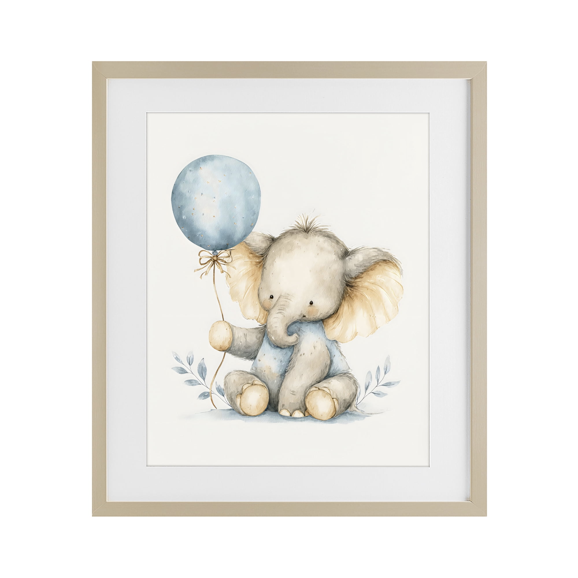 Stupell Industries Watercolor Nursery Elephant Birch Framed Print Under Glass, design by LSR Design Studio
