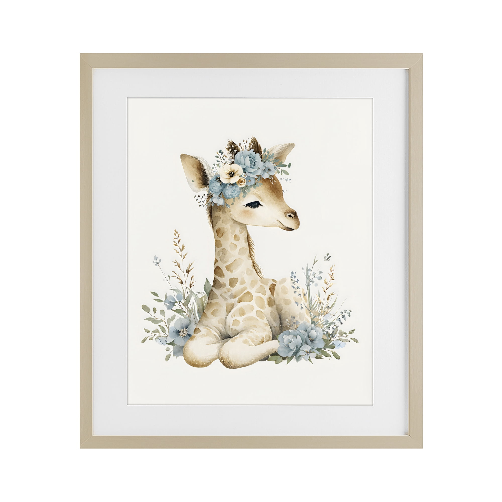 Stupell Industries Watercolor Nursery Giraffe Birch Framed Print Under Glass, design by LSR Design Studio