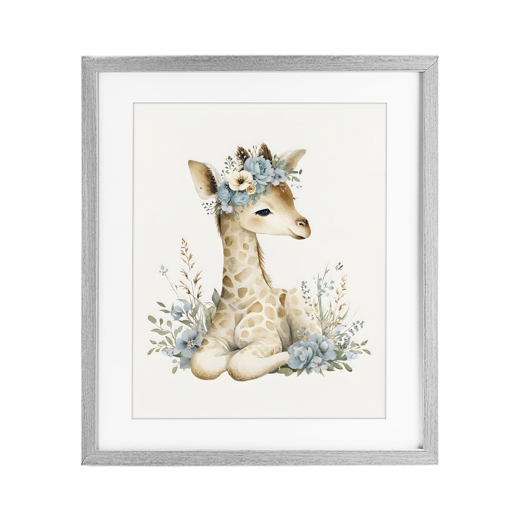 Stupell Industries Watercolor Nursery Giraffe Gray Framed Print Under Glass, design by LSR Design Studio