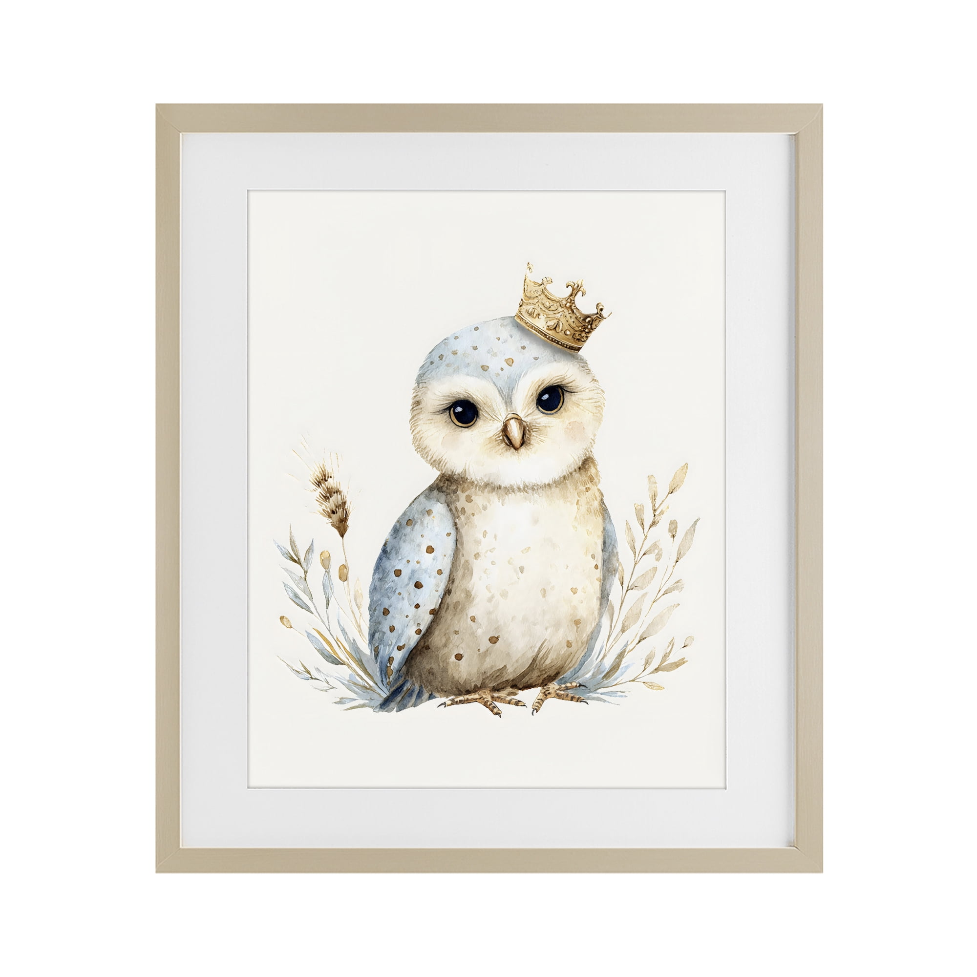 Stupell Industries Watercolor Nursery Owl Birch Framed Print Under Glass, design by LSR Design Studio