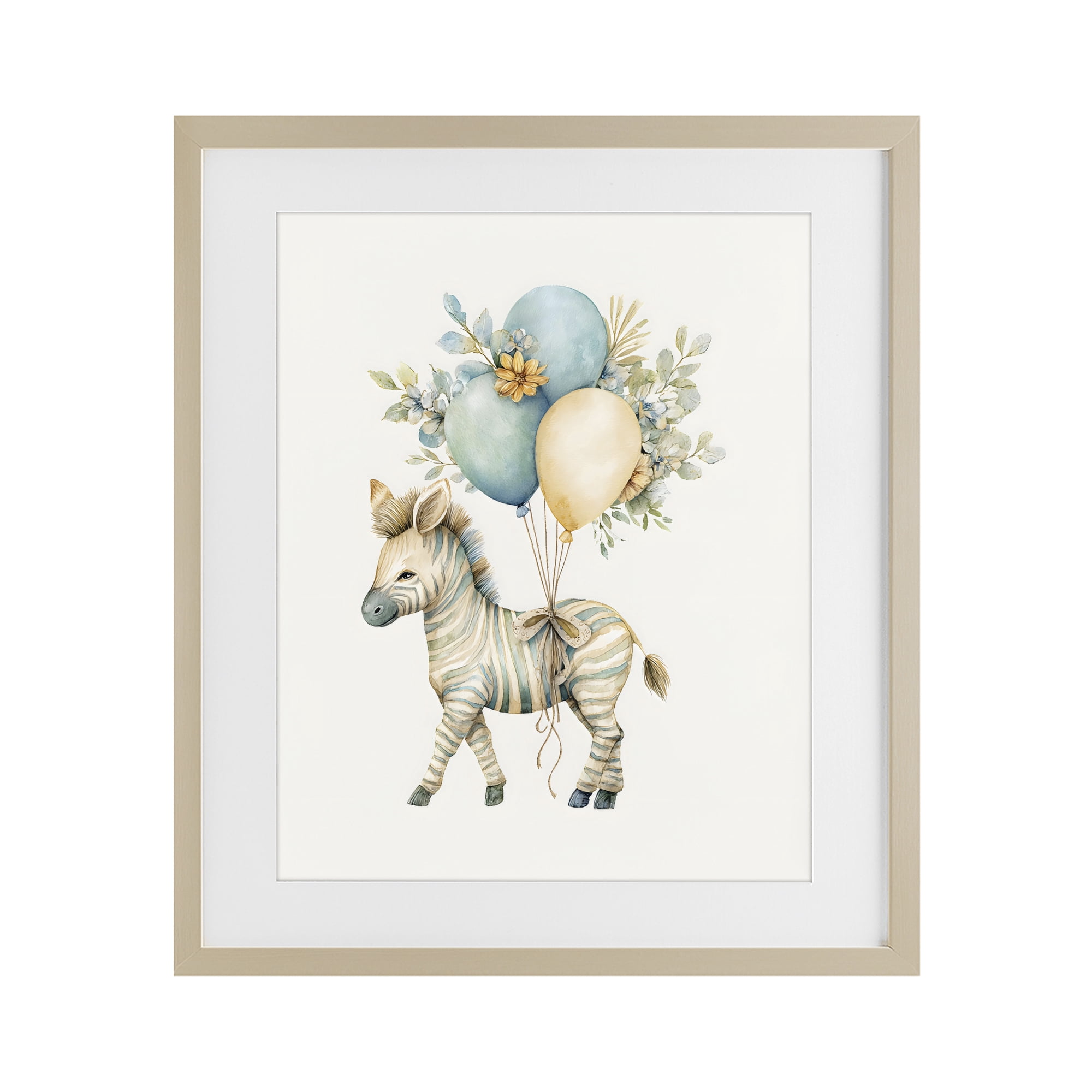 Stupell Industries Watercolor Nursery Zebra Birch Framed Print Under Glass, design by LSR Design Studio