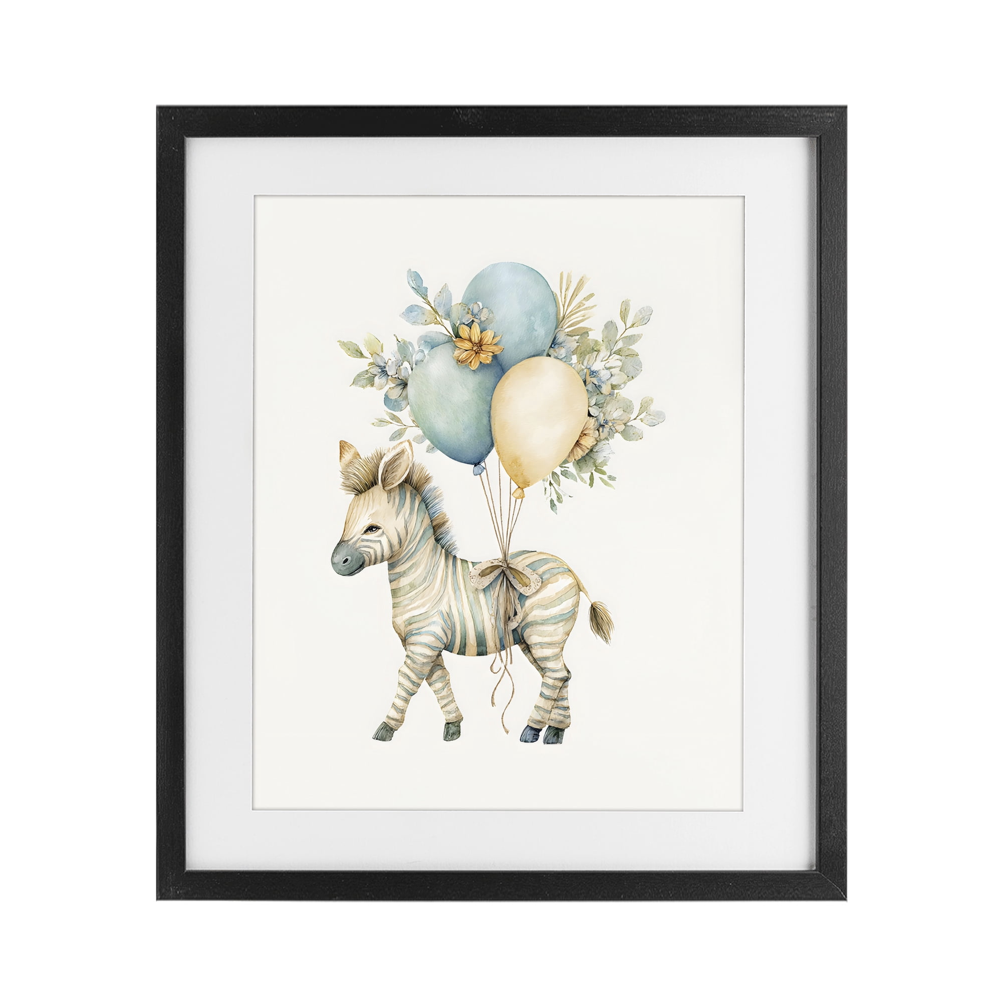 Stupell Industries Watercolor Nursery Zebra Black Framed Print Under Glass, design by LSR Design Studio