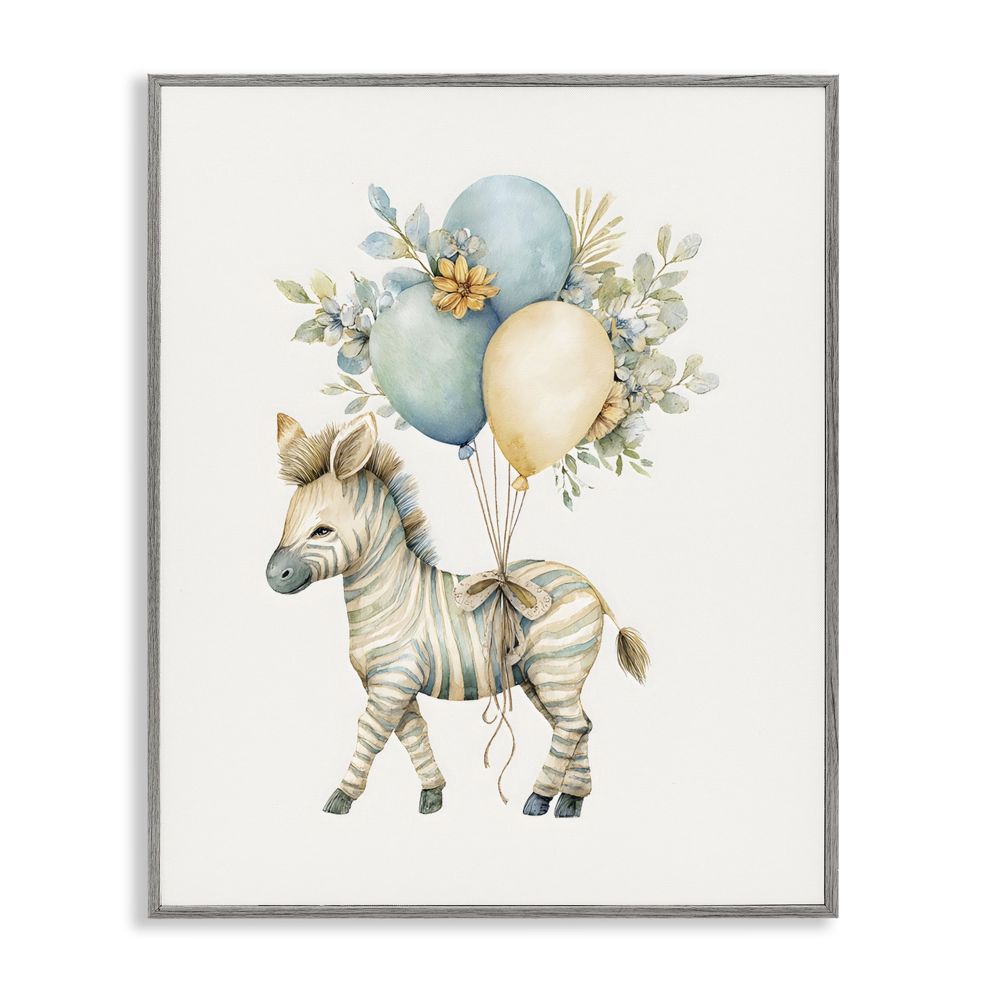 Stupell Industries Watercolor Nursery Zebra Gray Framed Giclee Art, design by LSR Design Studio