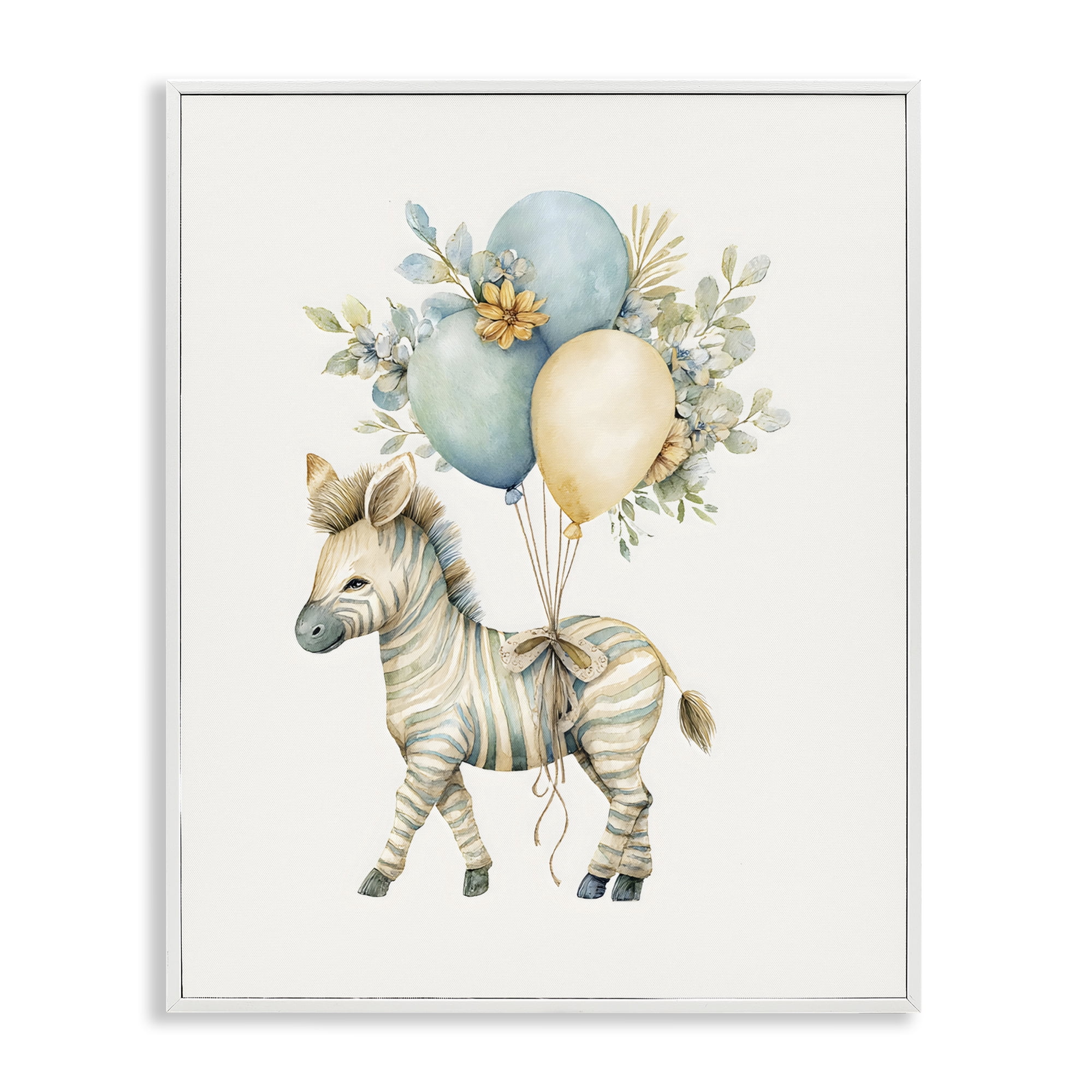Stupell Industries Watercolor Nursery Zebra White Framed Giclee Art, design by LSR Design Studio