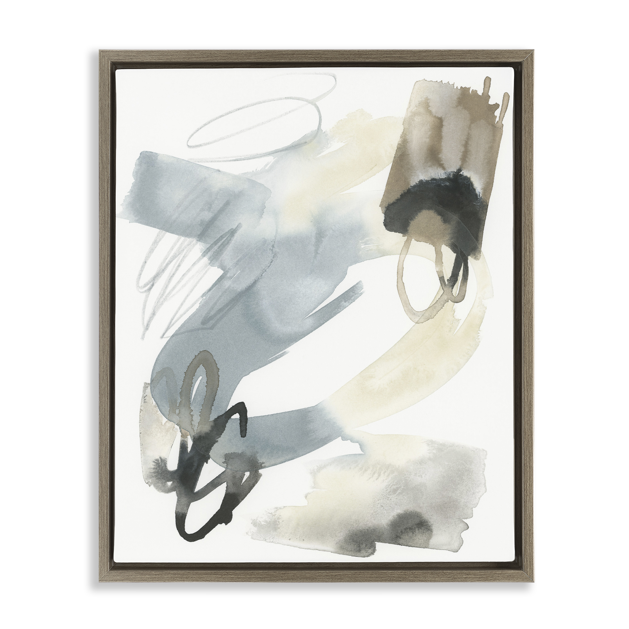 Stupell Industries Watercolor Paint Strokes Abstract Painting Brown Floater Framed Canvas Art Print Wall Art, 17 x 21