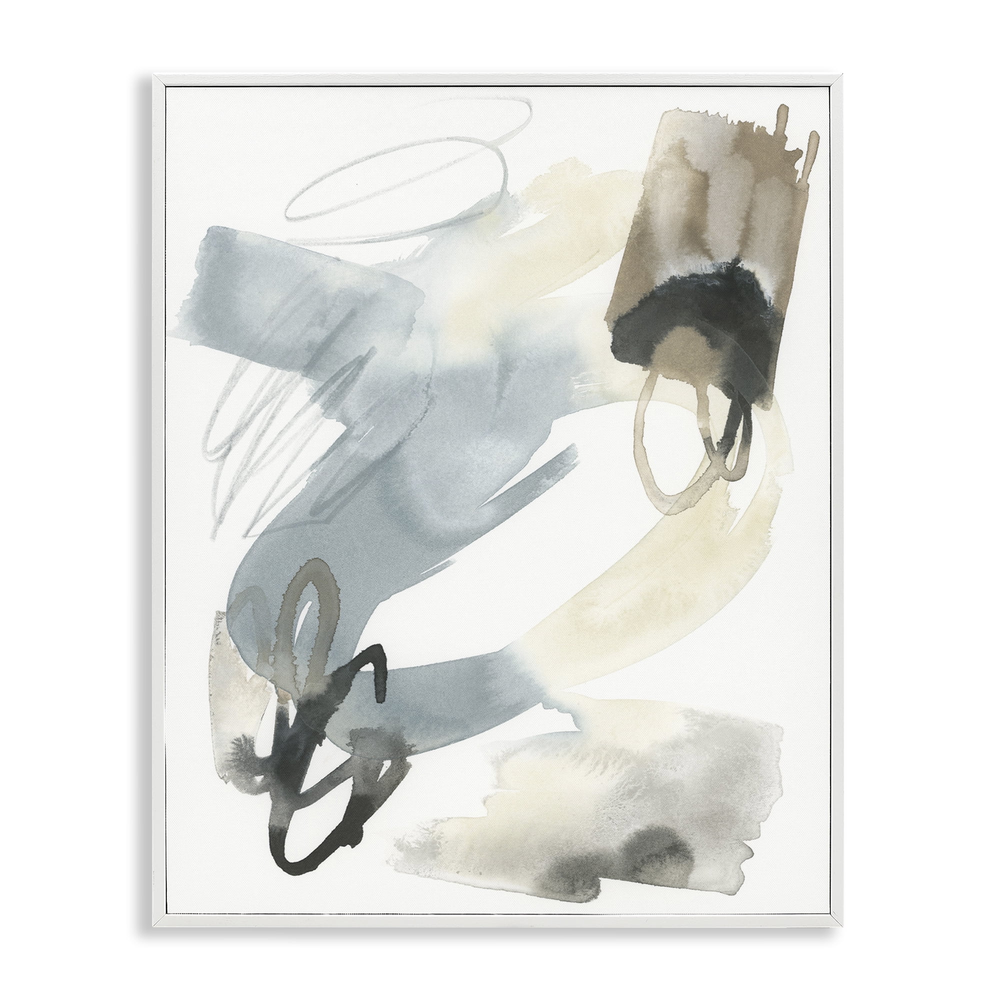 Stupell Industries Watercolor Paint Strokes Abstract Painting White Framed Art Print Wall Art, 11 x 14