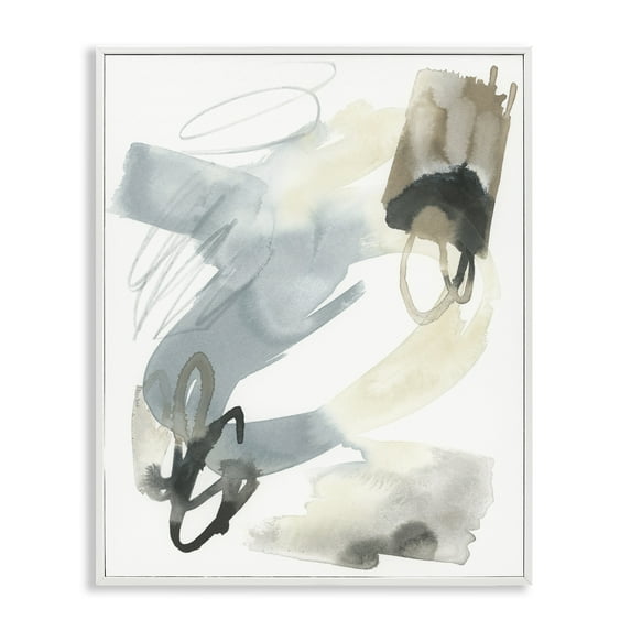 Stupell Industries Watercolor Paint Strokes Abstract Painting White Framed Art Print Wall Art, 11 x 14