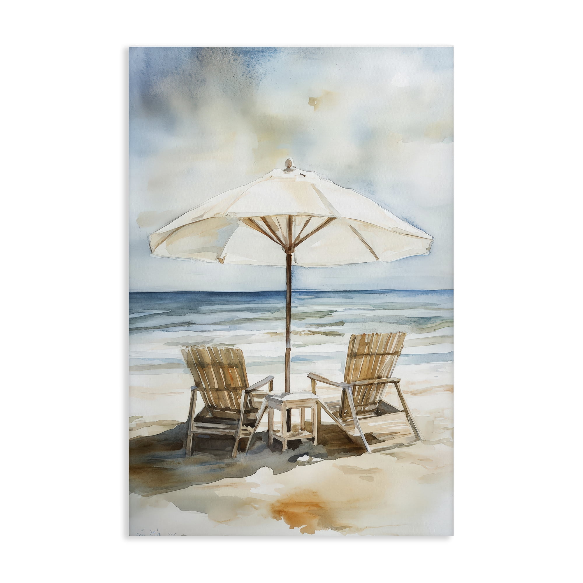 Stupell Industries Watercolor Paradise Beach Scene Canvas Wall Art, design by Petal Prints Design