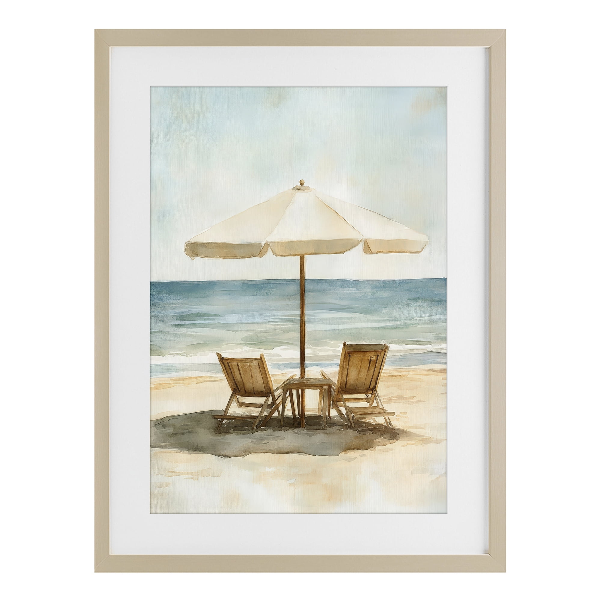 Stupell Industries Watercolor Paradise Seaside Retreat Birch Framed Print Under Glass, design by Petal Prints Design