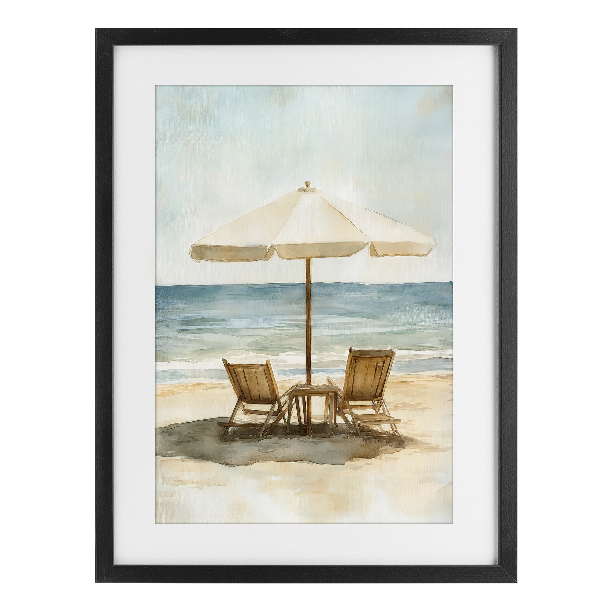 Stupell Industries Watercolor Paradise Seaside Retreat Black Framed Print Under Glass, design by Petal Prints Design