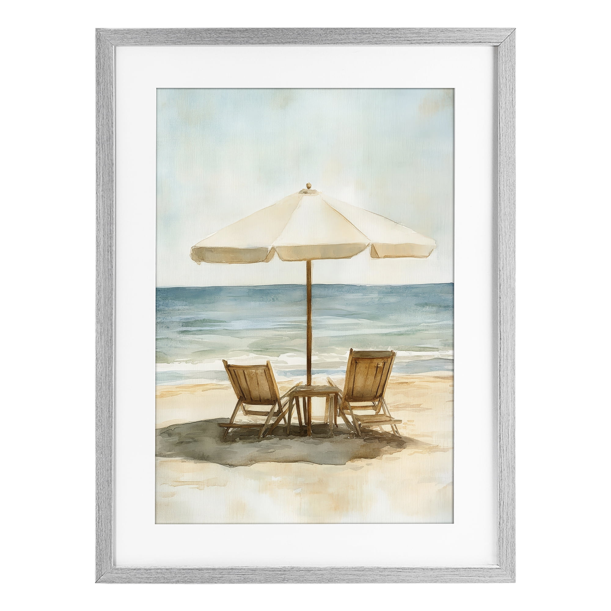 Stupell Industries Watercolor Paradise Seaside Retreat Gray Framed Print Under Glass, design by Petal Prints Design
