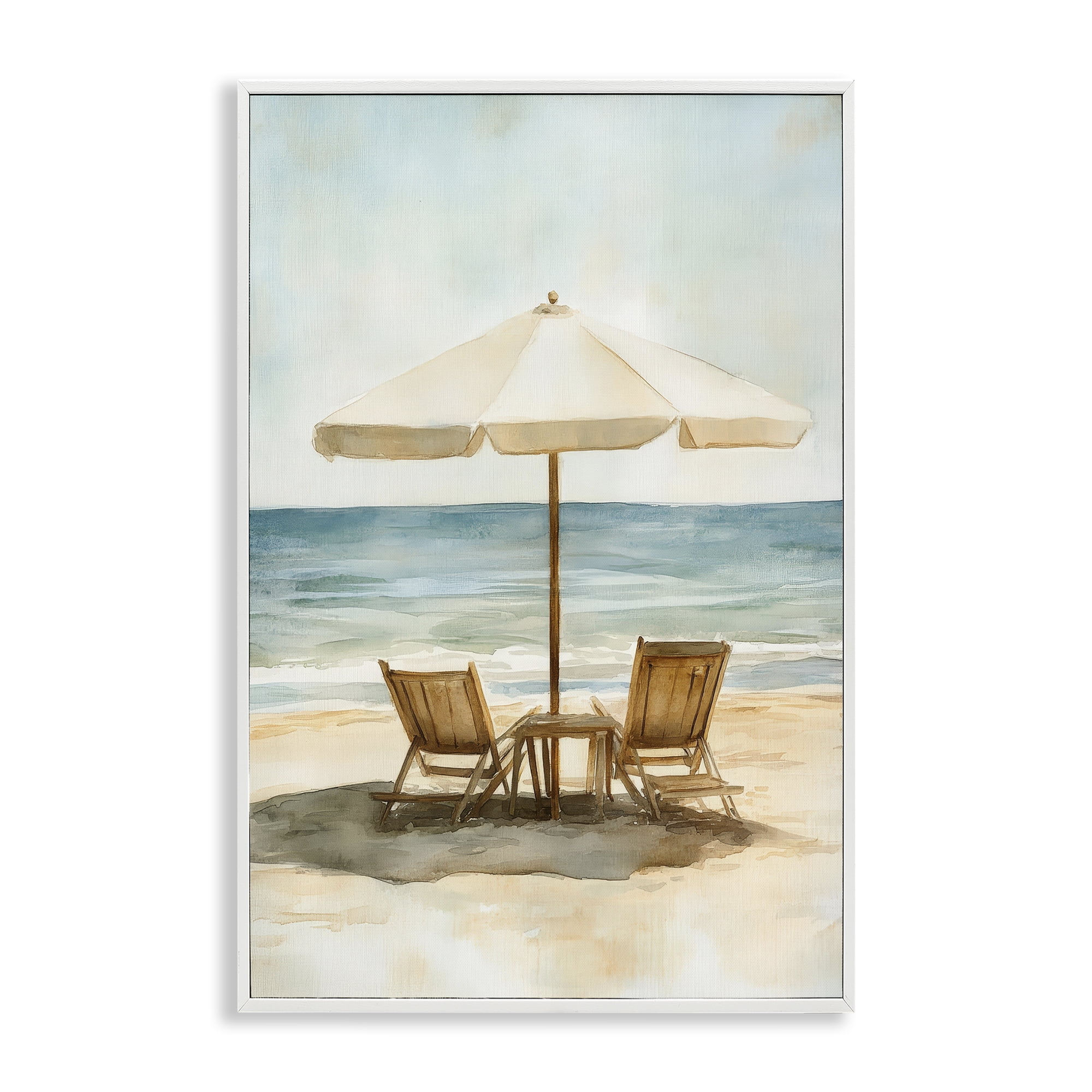 Stupell Industries Watercolor Paradise Seaside Retreat White Framed Giclee Art, design by Petal Prints Design