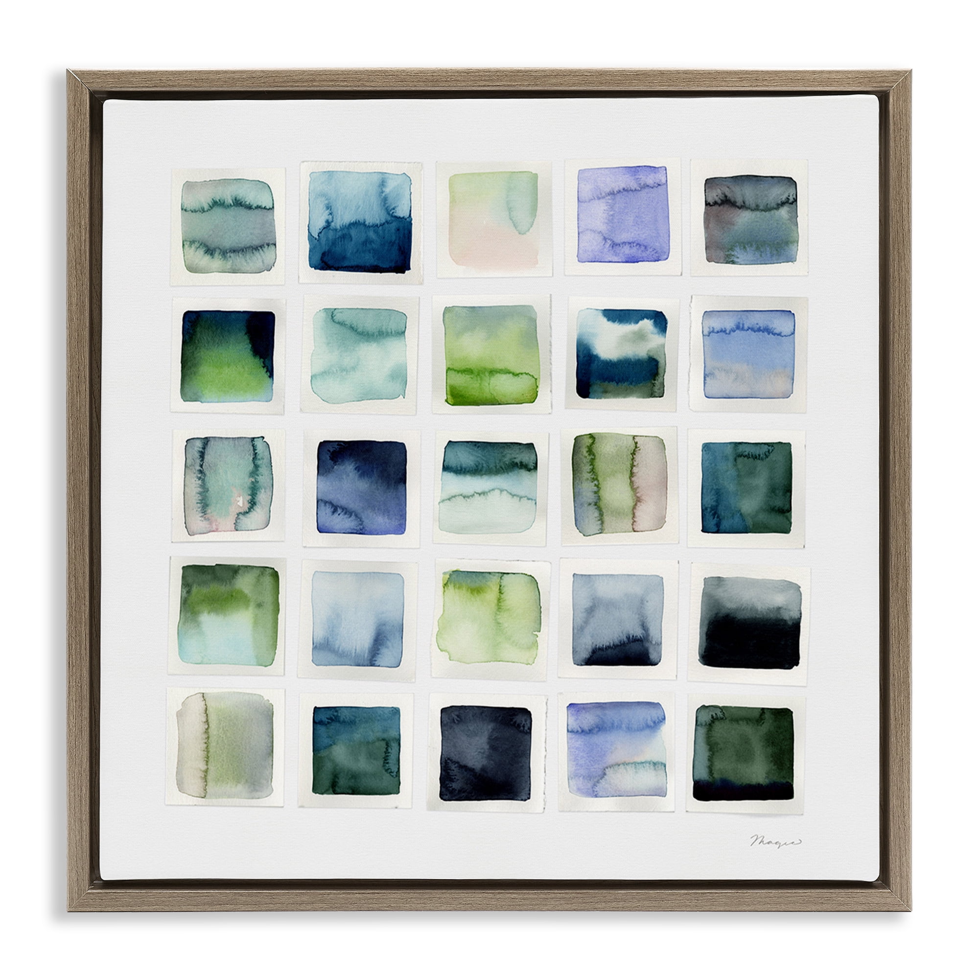 Stupell Industries Watercolor Patterned Squares Abstract Painting Brown Floater Framed Canvas Art Print Wall Art, 25 x 25