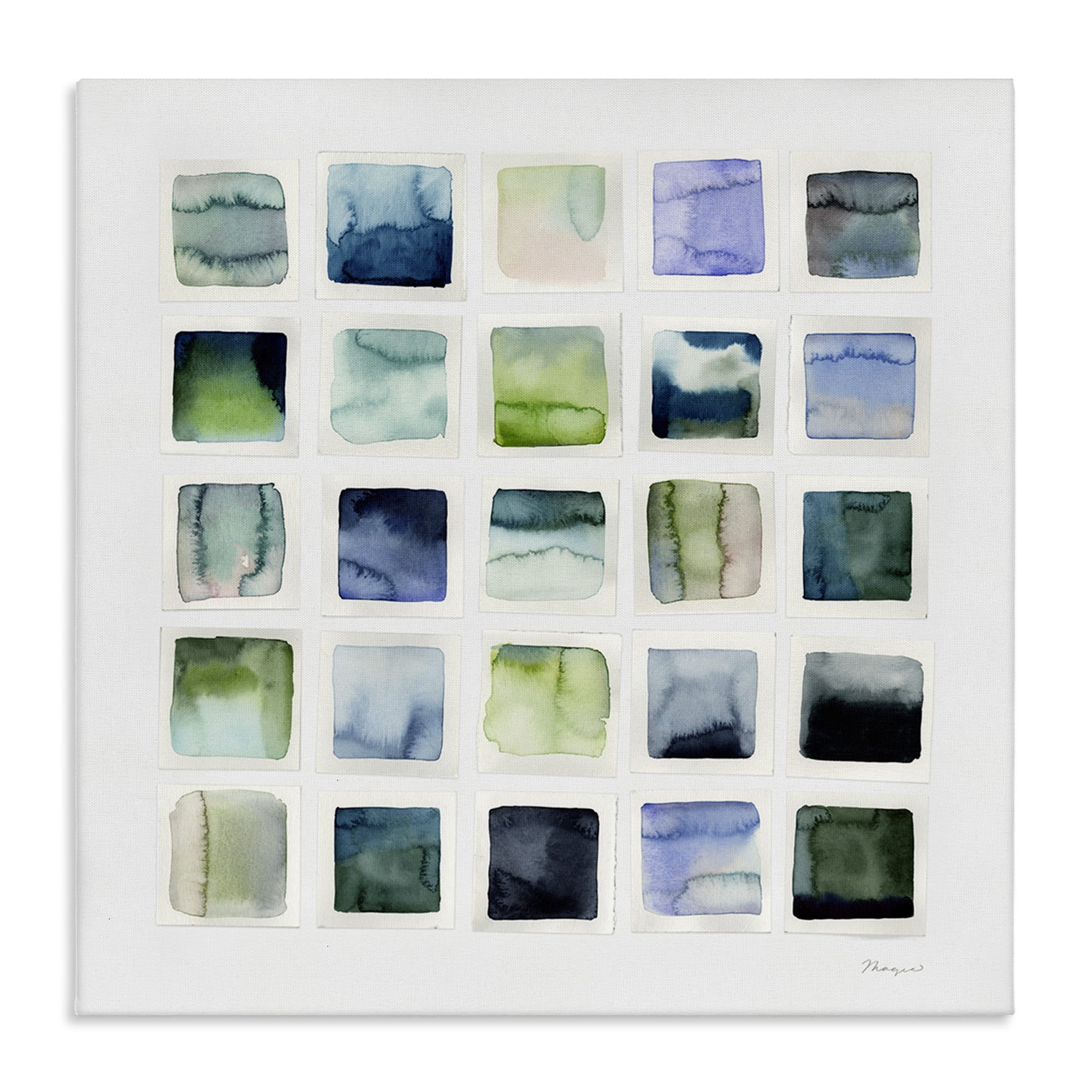 Stupell Industries Watercolor Patterned Squares Abstract Painting Gallery Wrapped Canvas Art Print Wall Art, 17 x 17