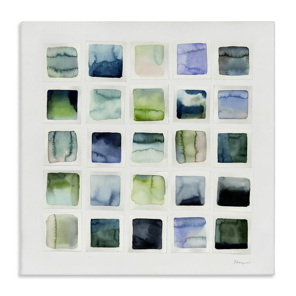 Stupell Industries Watercolor Patterned Squares Abstract Painting Gallery Wrapped Canvas Art Print Wall Art, 17 x 17