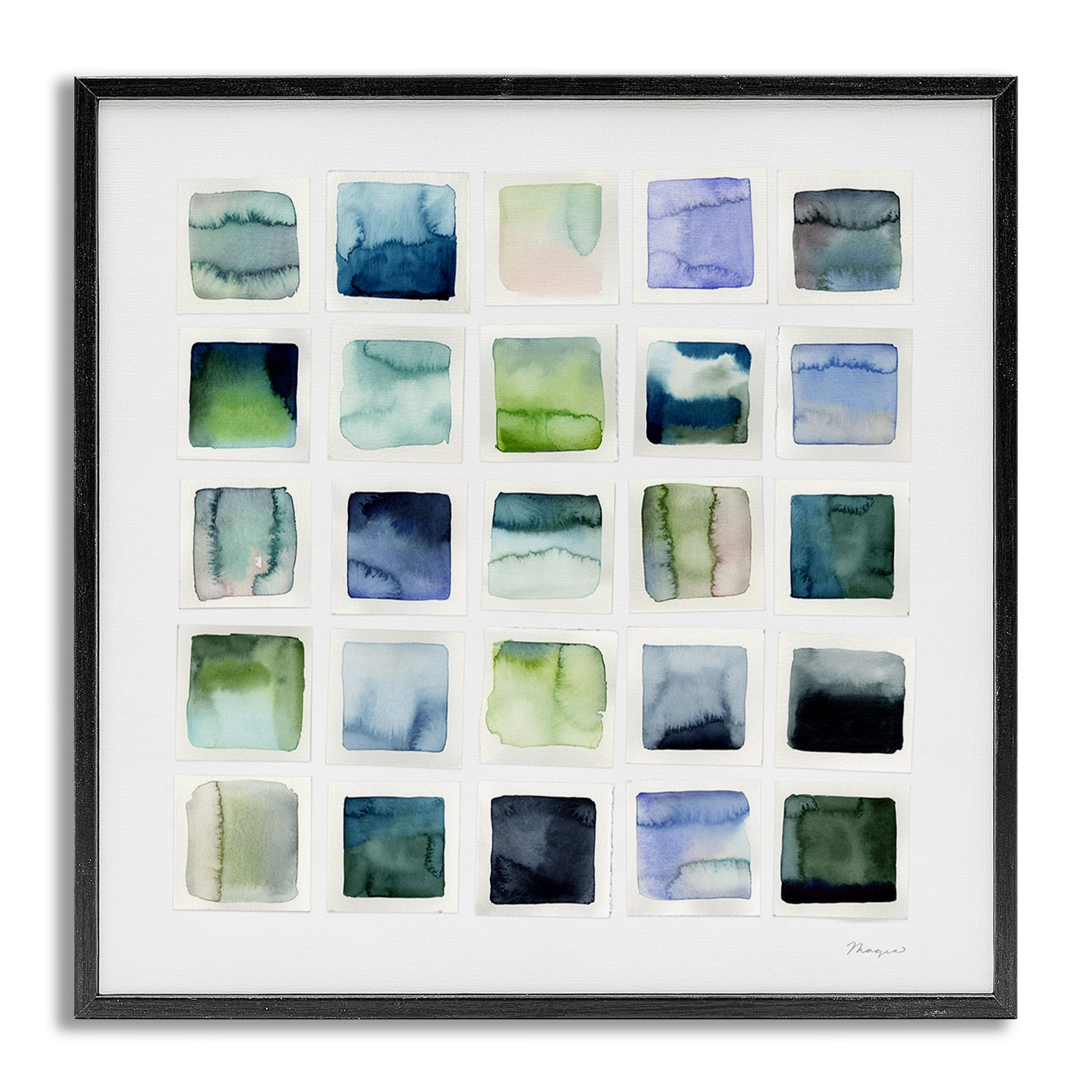 Stupell Industries Watercolor Patterned Squares Abstract Painting Gray Framed Art Print Wall Art, 17 x 17
