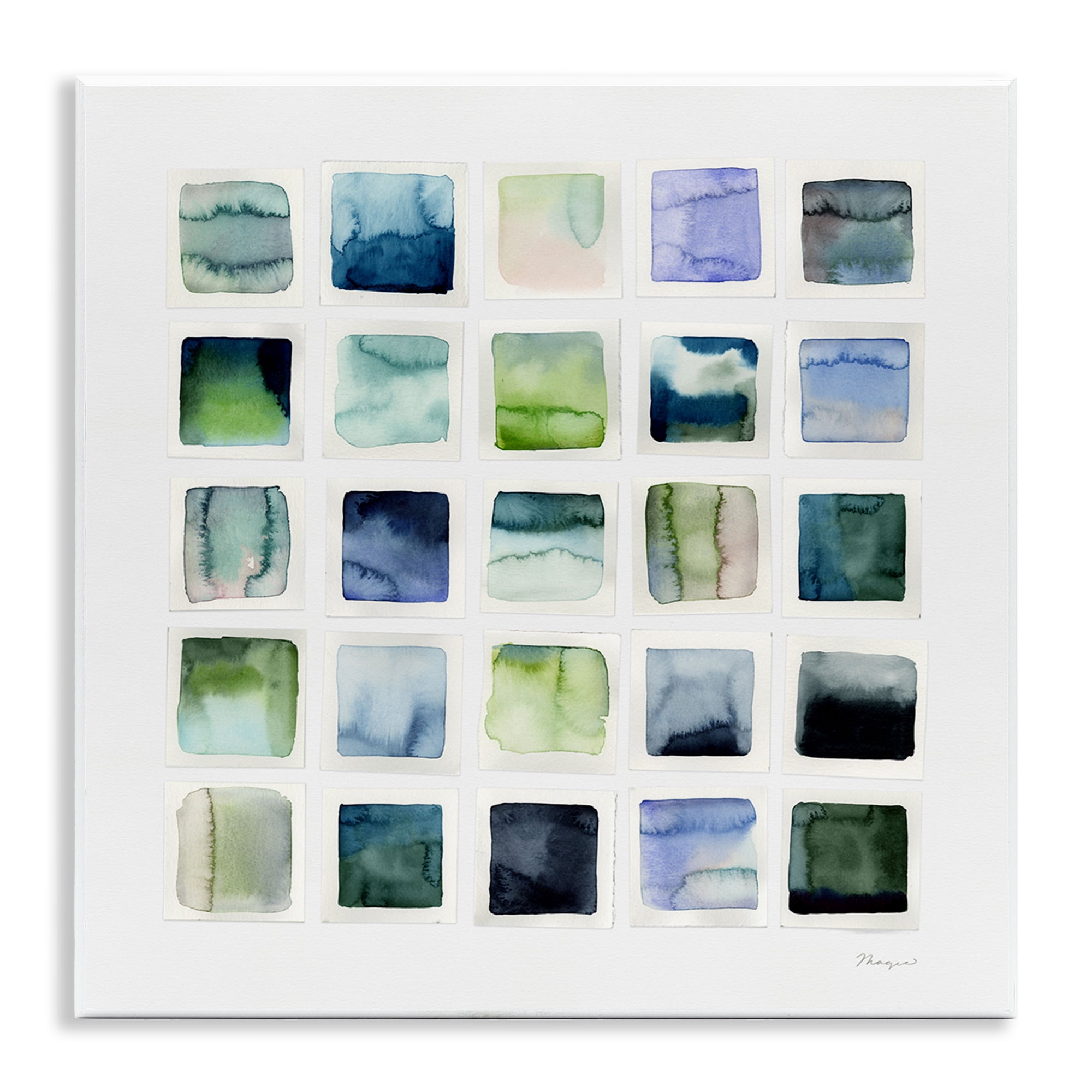 Stupell Industries Watercolor Patterned Squares Abstract Painting Unframed Art Print Wall Art, 12 x 12