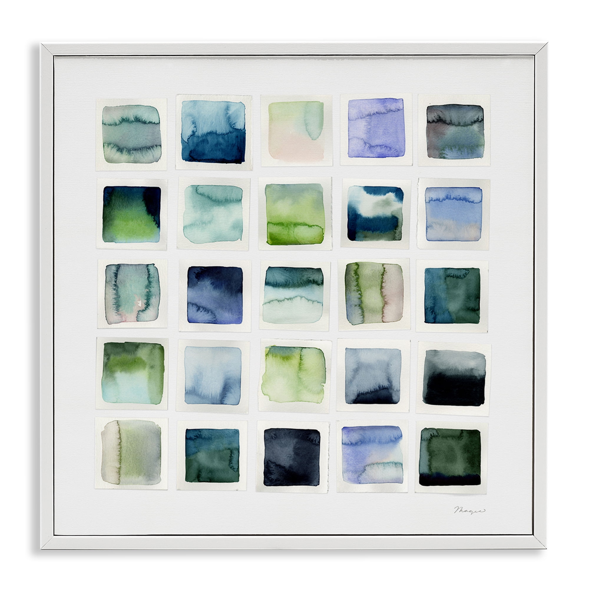 Stupell Industries Watercolor Patterned Squares Abstract Painting White Framed Art Print Wall Art, 12 x 12