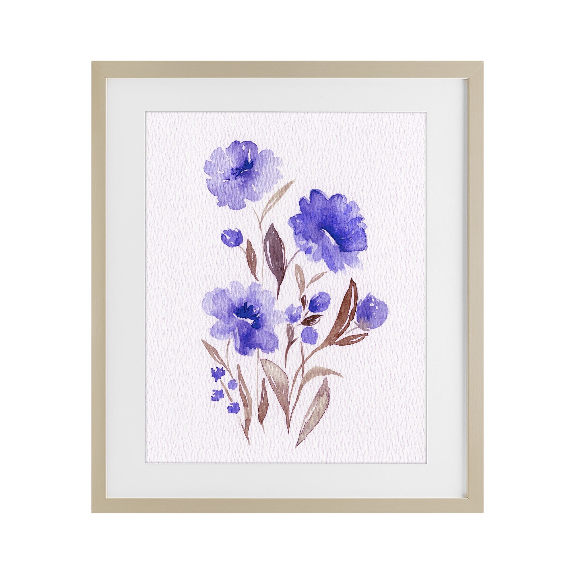 Stupell Industries Watercolor Purple Blossoms Birch Framed Print Under Glass, design by Leah Noel Art