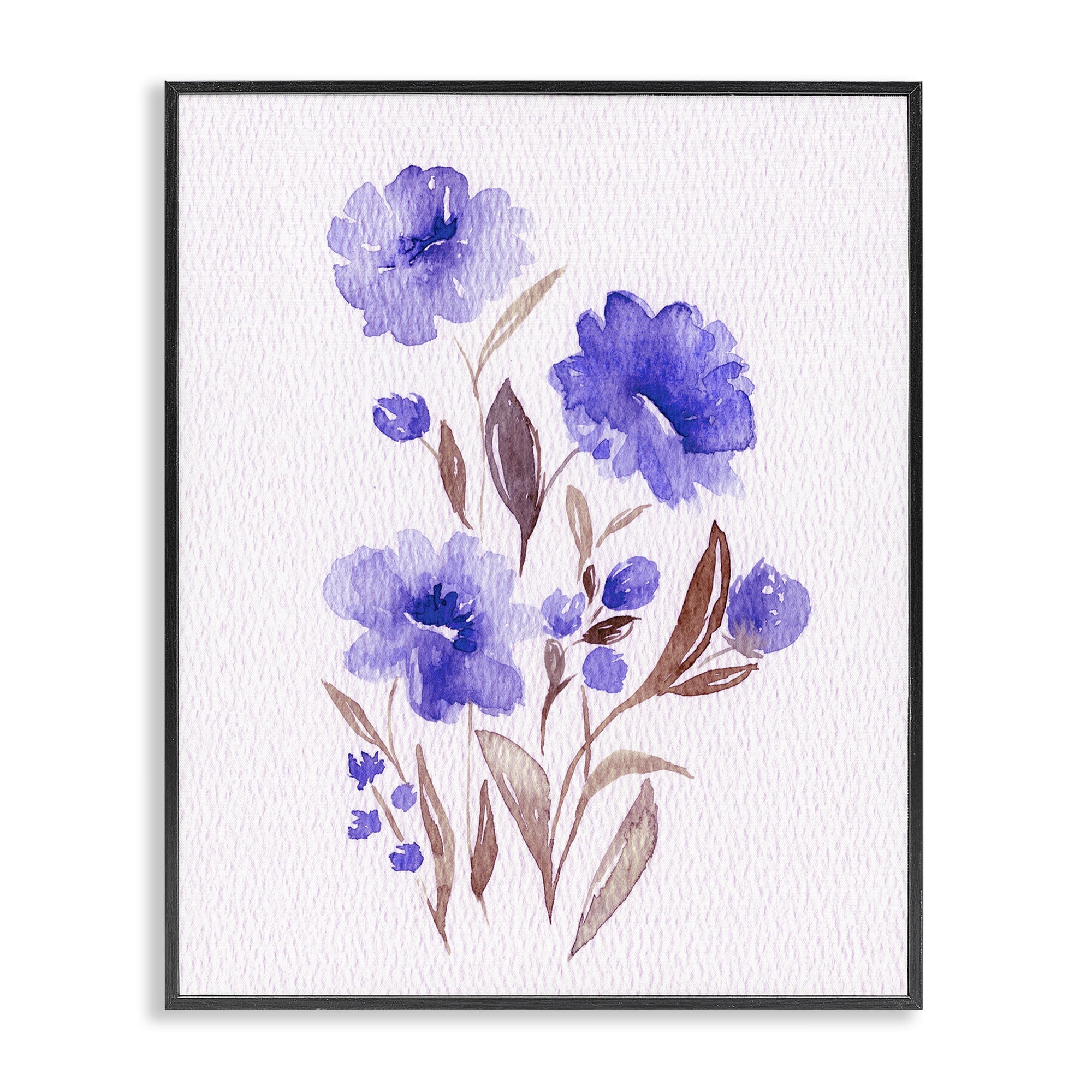 Stupell Industries Watercolor Purple Blossoms Black Framed Giclee Art, design by Leah Noel Art