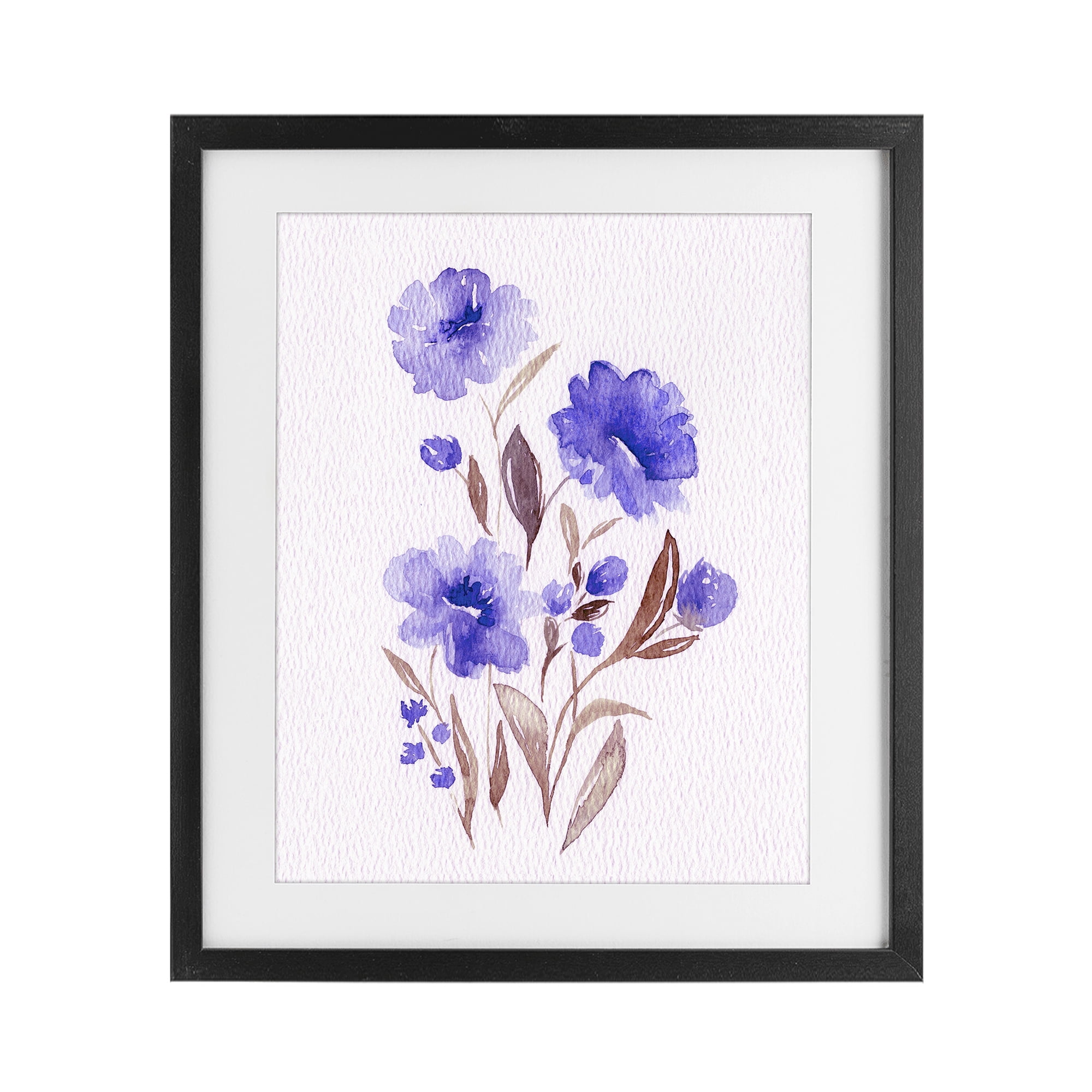 Stupell Industries Watercolor Purple Blossoms Black Framed Print Under Glass, design by Leah Noel Art