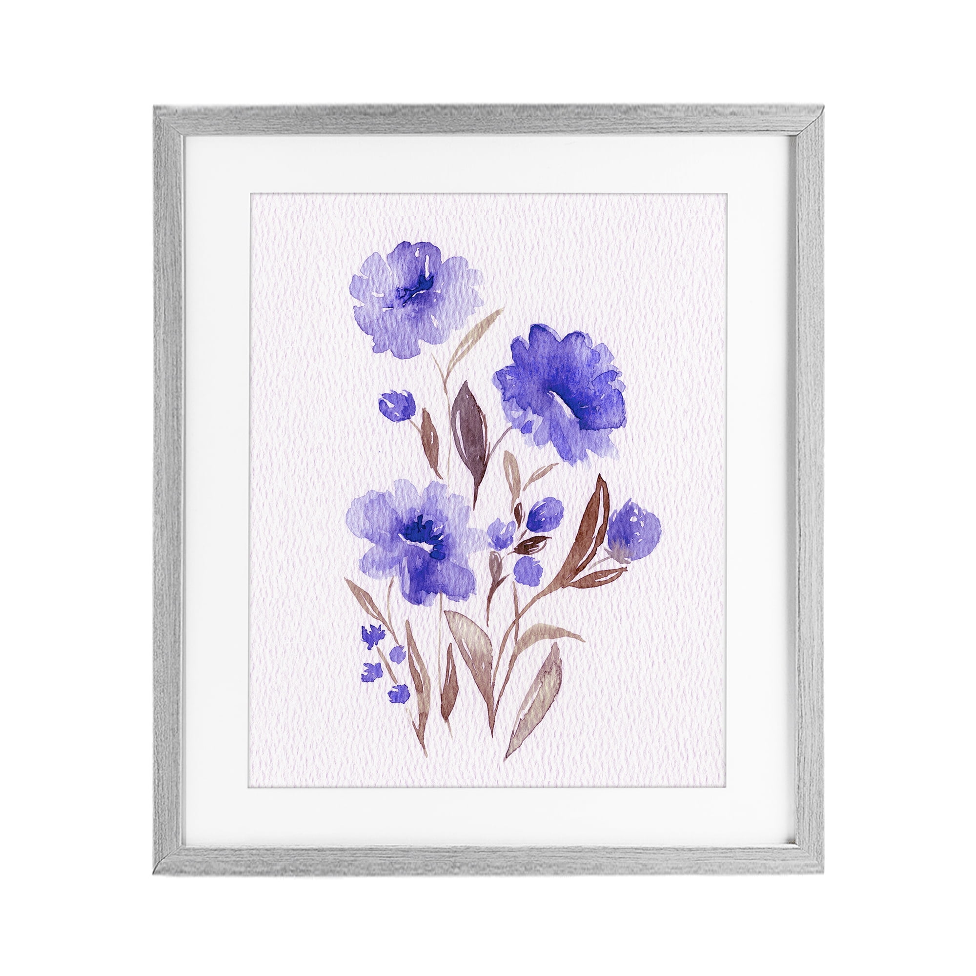 Stupell Industries Watercolor Purple Blossoms Gray Framed Print Under Glass, design by Leah Noel Art