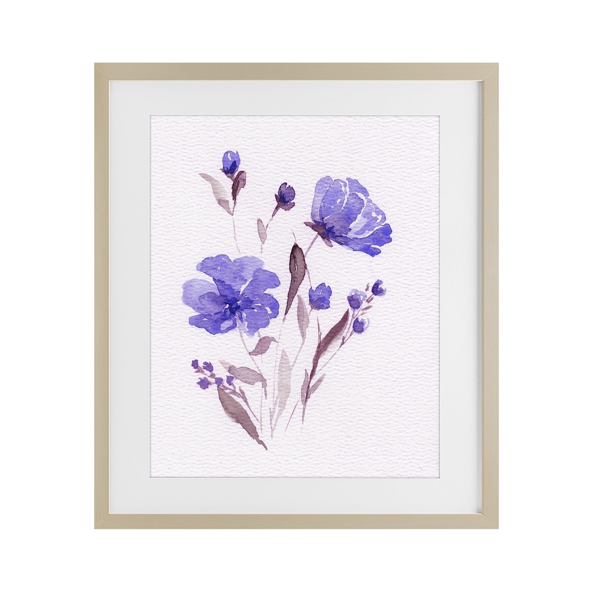 Stupell Industries Watercolor Purple Flowers Birch Framed Print Under Glass, design by Leah Noel Art