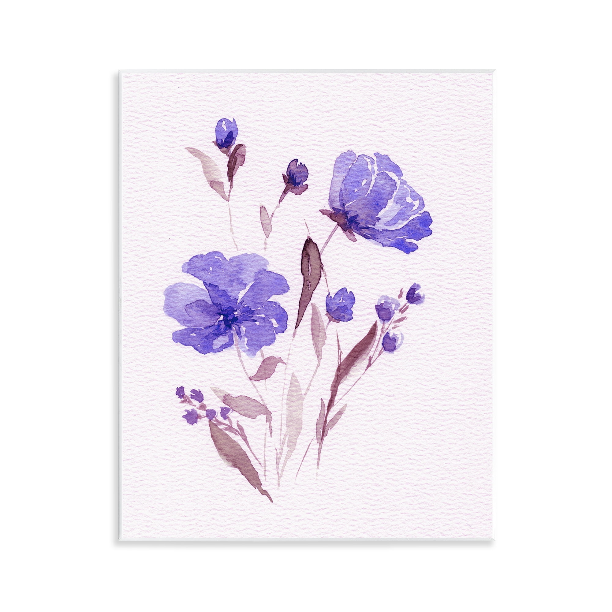 Stupell Industries Watercolor Purple Flowers Wall Plaque Art, design by Leah Noel Art