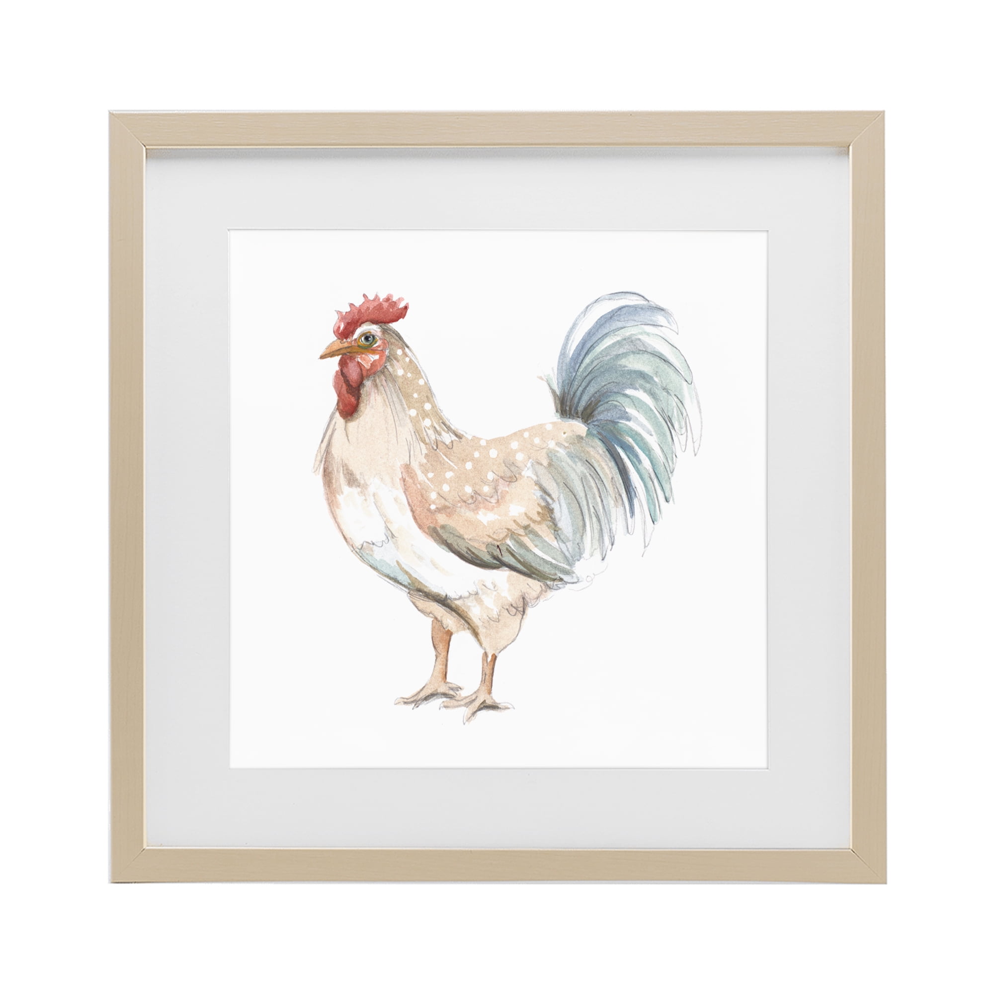 Stupell Industries Watercolor Rooster Sketch Birch Framed Print Under Glass, design by Patricia Pinto