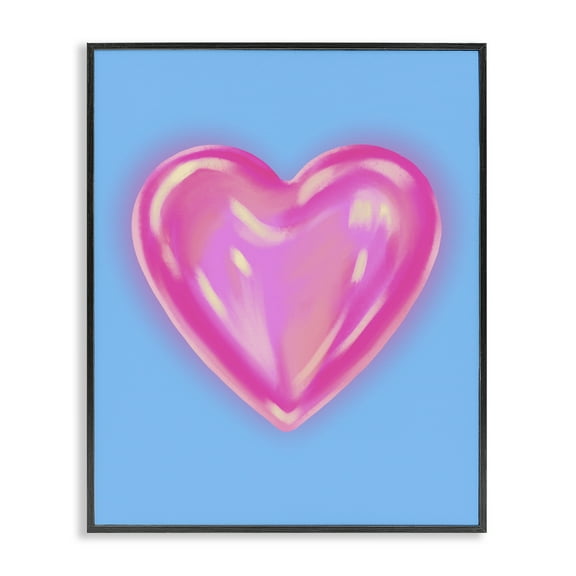 Stupell Industries Watercolor Sculptural Heart Abstract Painting Black Framed Art Print Wall Art, 11 x 14