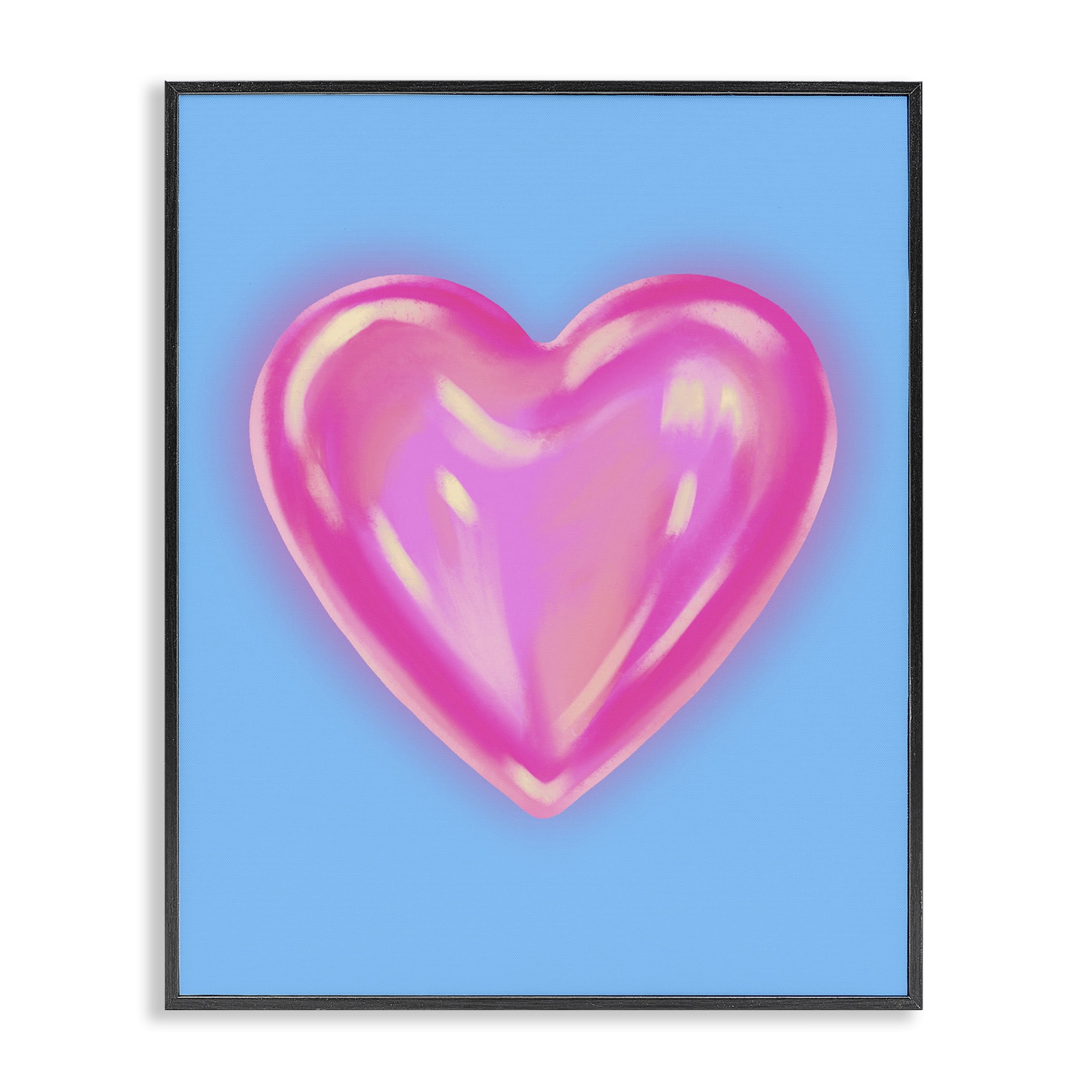 Stupell Industries Watercolor Sculptural Heart Abstract Painting Black Framed Art Print Wall Art, 16 x 20