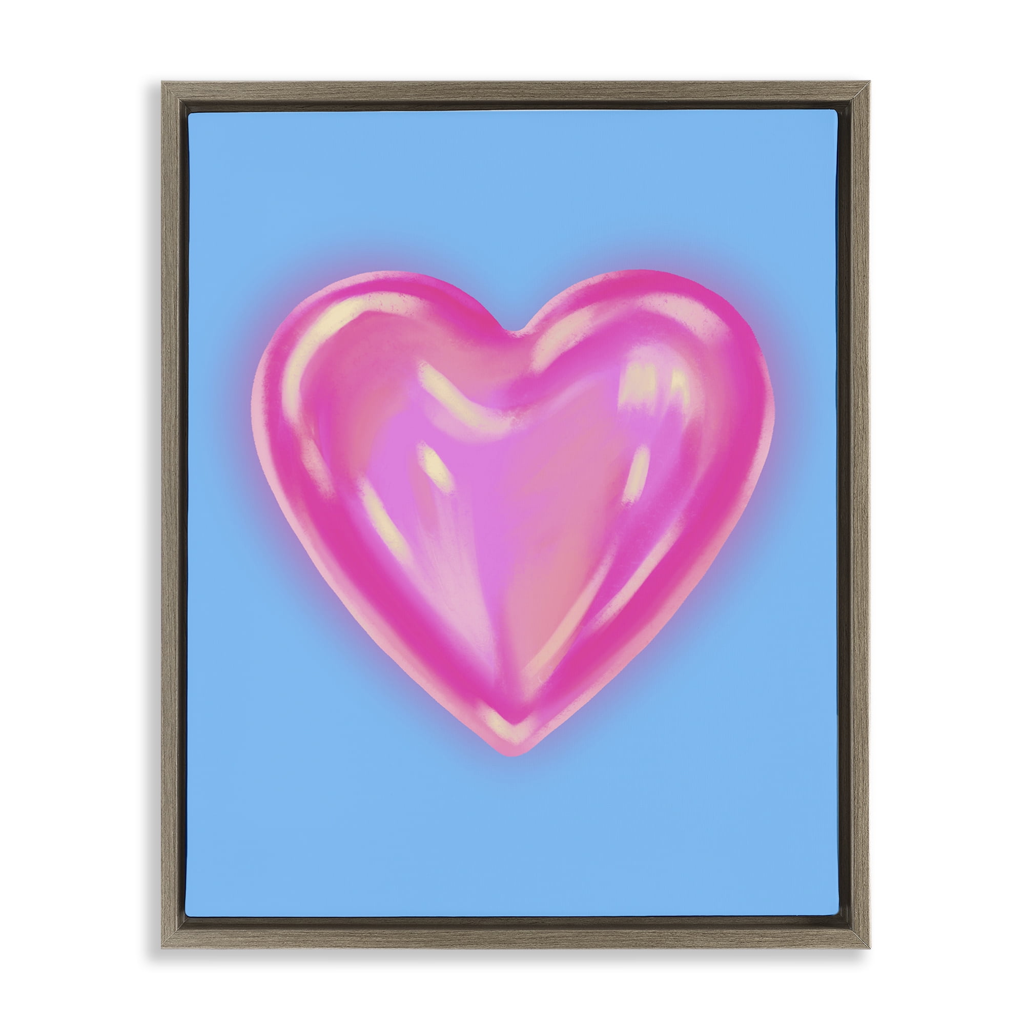 Stupell Industries Watercolor Sculptural Heart Abstract Painting Brown Floater Framed Canvas Art Print Wall Art, 17 x 21