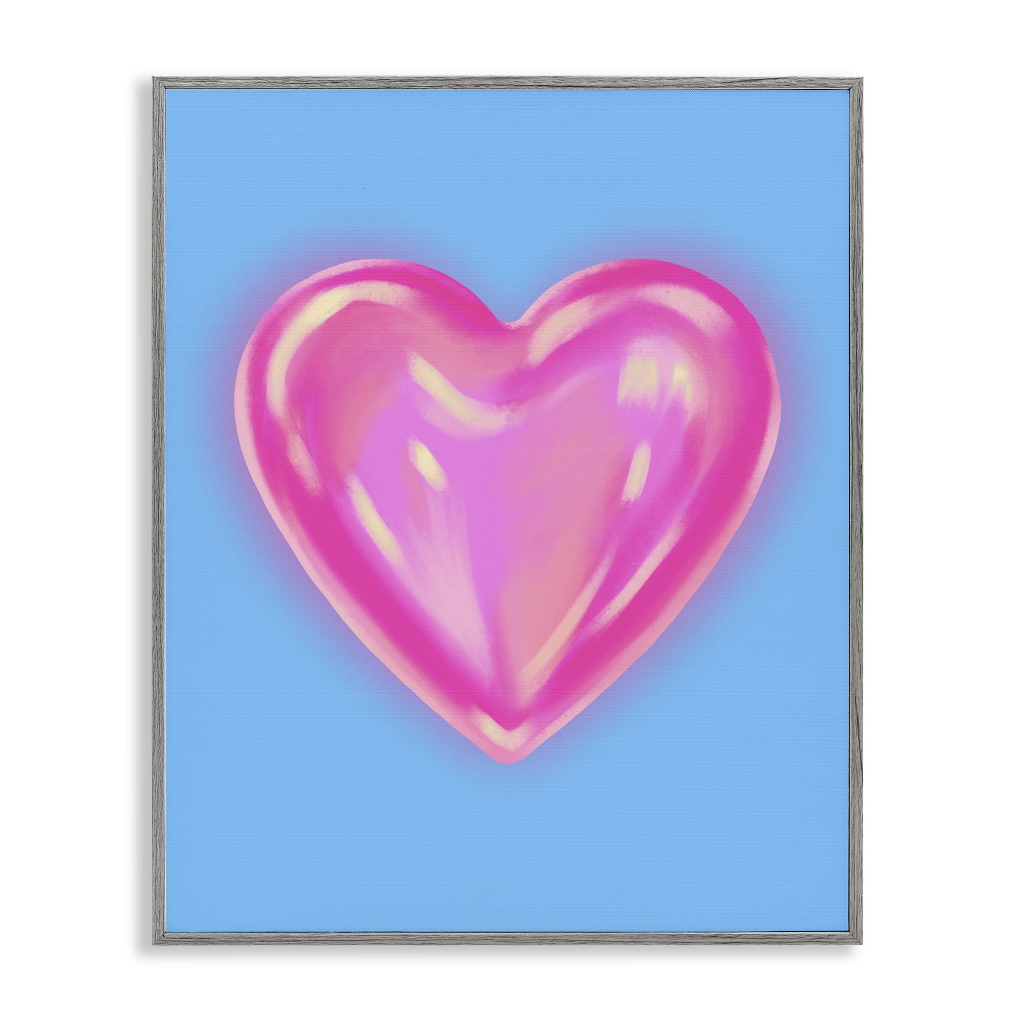 Stupell Industries Watercolor Sculptural Heart Abstract Painting Gray Framed Art Print Wall Art, 16 x 20