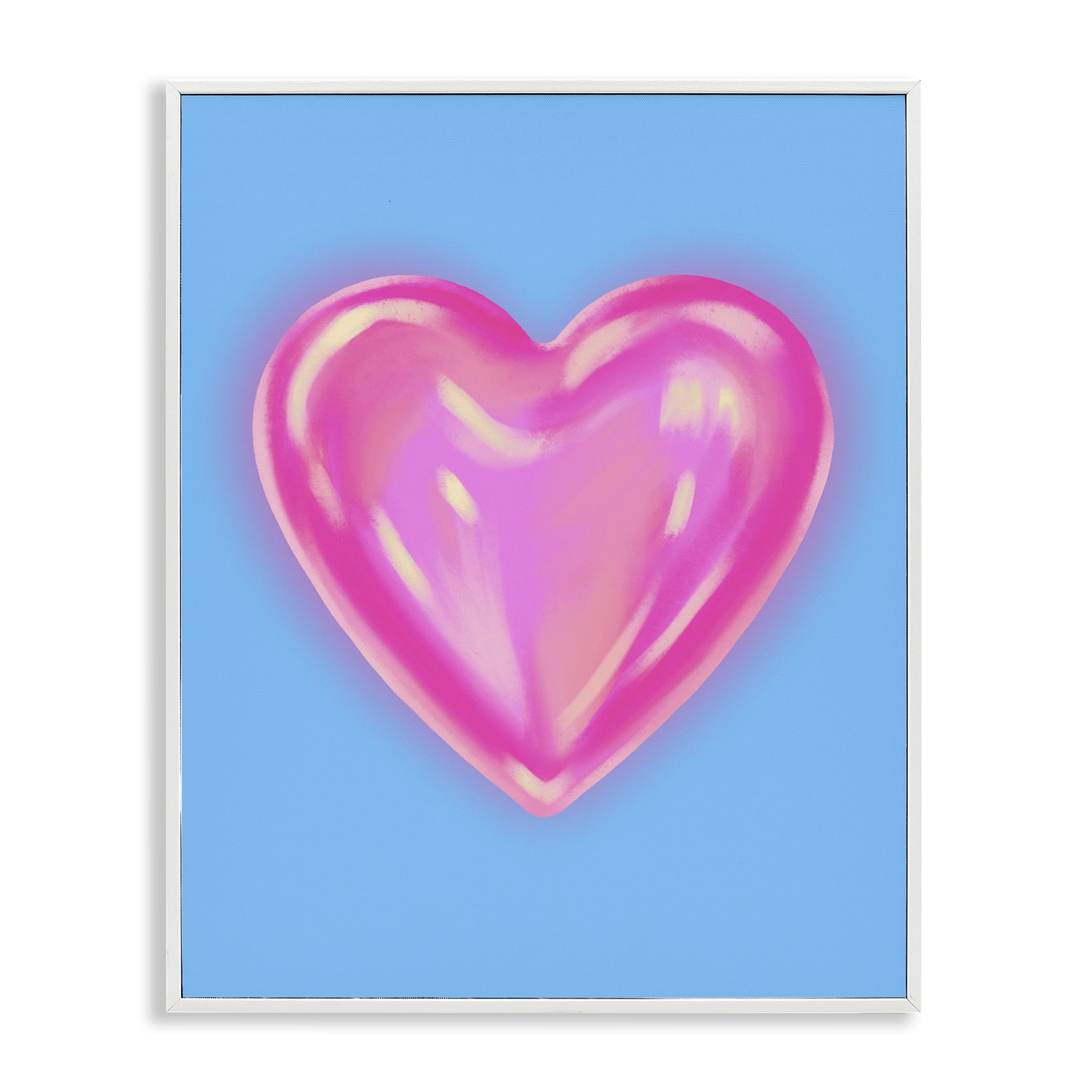 Stupell Industries Watercolor Sculptural Heart Abstract Painting White Framed Art Print Wall Art, 24 x 30