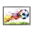 thumbnail image 1 of Stupell Industries Modern Watercolor Soccer Ball in Motion Gray Floating Frame Canvas Art, 25 x 17, by Creative Studio, 1 of 8