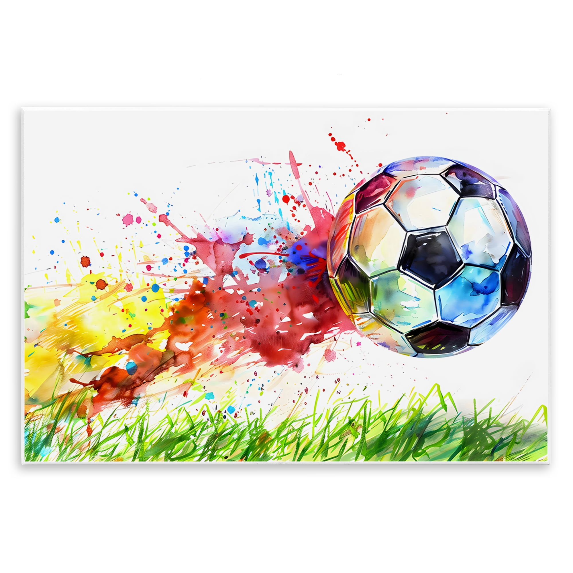 Stupell Industries Watercolor Soccer Ball in Motion Wall Plaque Art, design by Creative Studio