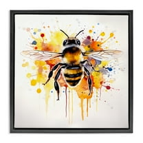 Stupell Industries Watercolor Style Bee Animals & Insects Painting Black Floater Framed Canvas Art Print Wall Art, 18 x 18